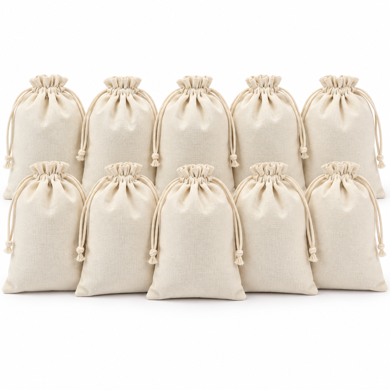 Blank Canvas Drawstring Bags – Natural, 10 Pack