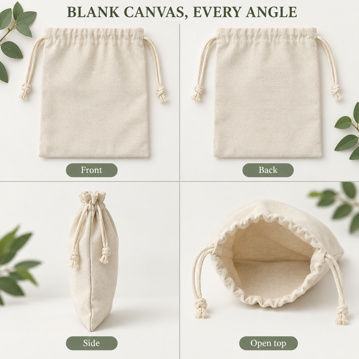 Blank Canvas Drawstring Bags – Natural, 10 Pack — photo 4