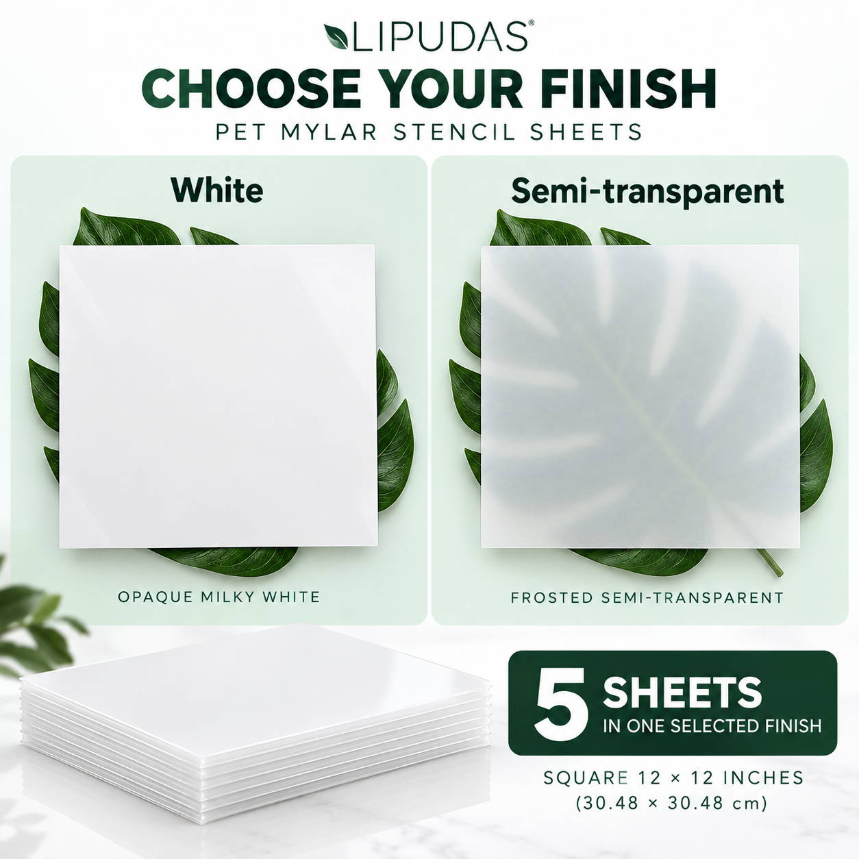 Blank PET Mylar Stencil Sheets – 12 × 12 in / 30.48 × 30.48 cm, 5 Pack — photo 2