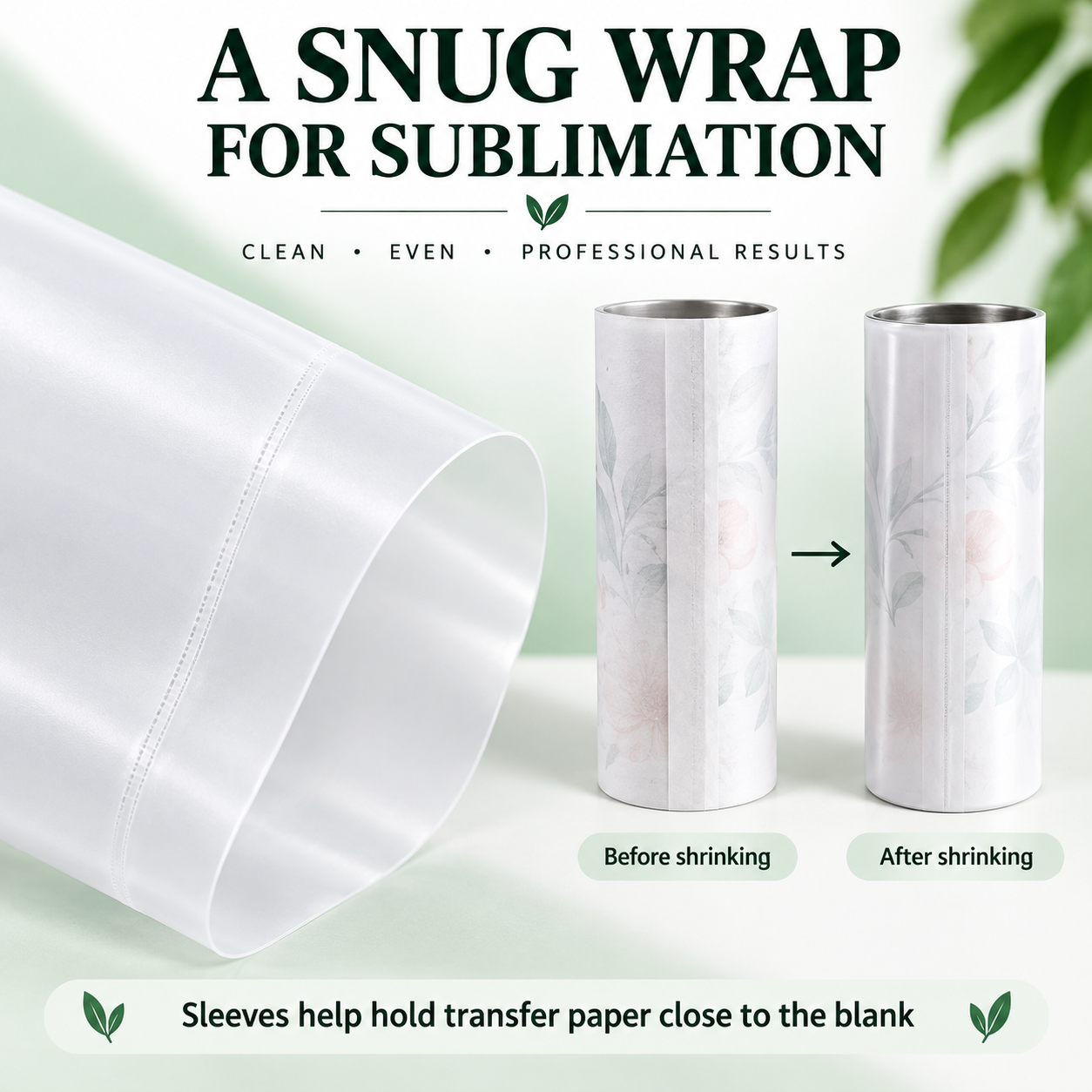 Sublimation Shrink Wrap Sleeves – 5 × 10 in / 8 × 12 in, 10–100 Pieces — photo 4