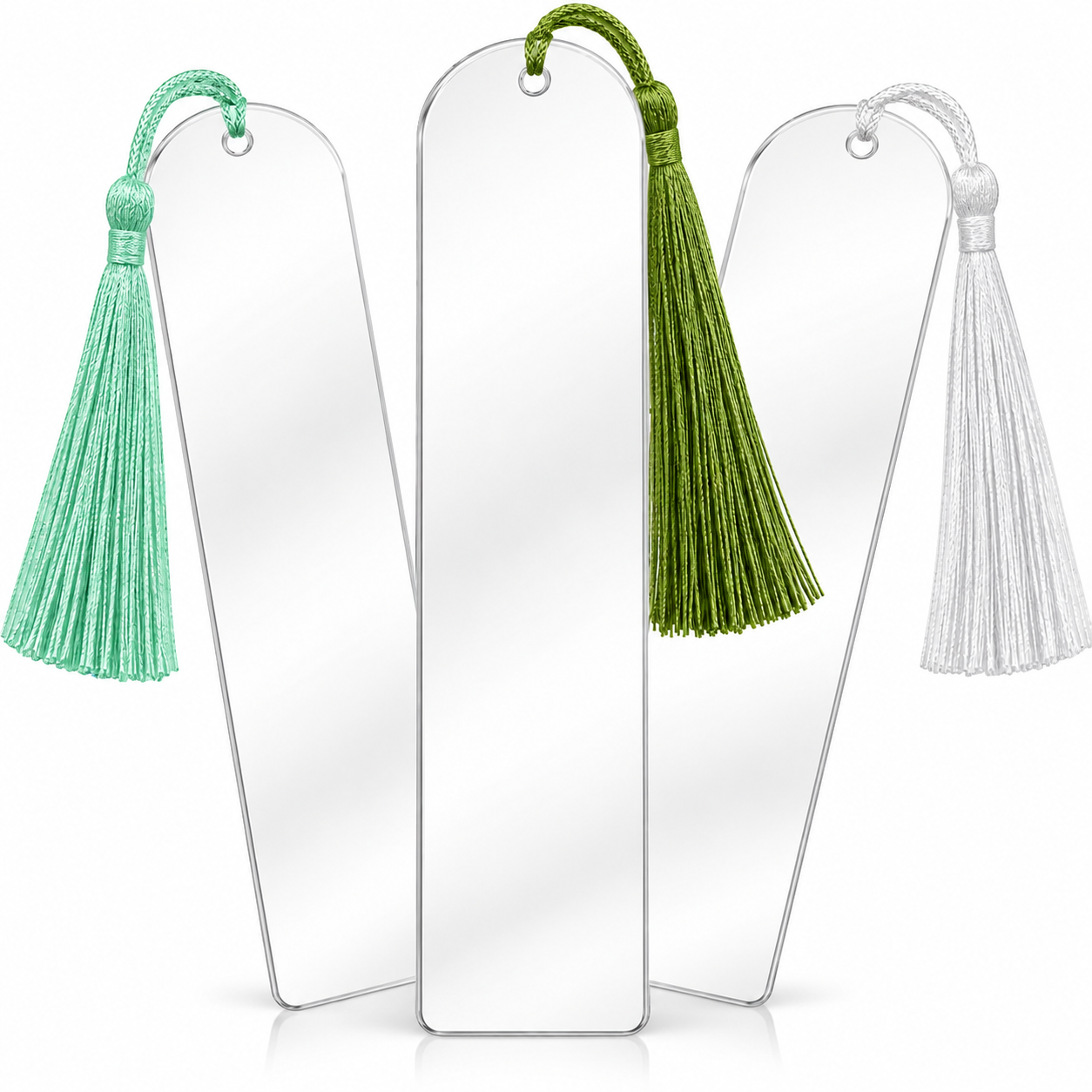 Clear Acrylic Bookmark Blanks with Tassels – 6 × 2 in / 15.24 × 5.08 cm, 1 / 30 / 50 Pieces