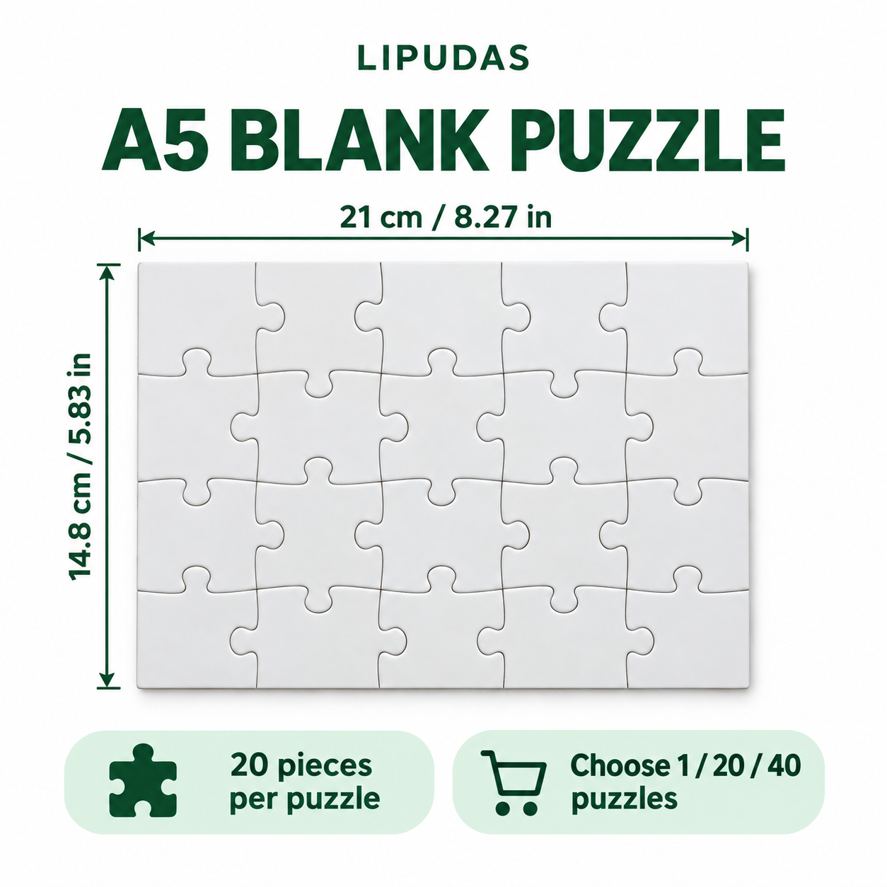Blank Sublimation Jigsaw Puzzles – A5, 20 Pieces Each, 1 / 20 / 40 Pack — photo 2