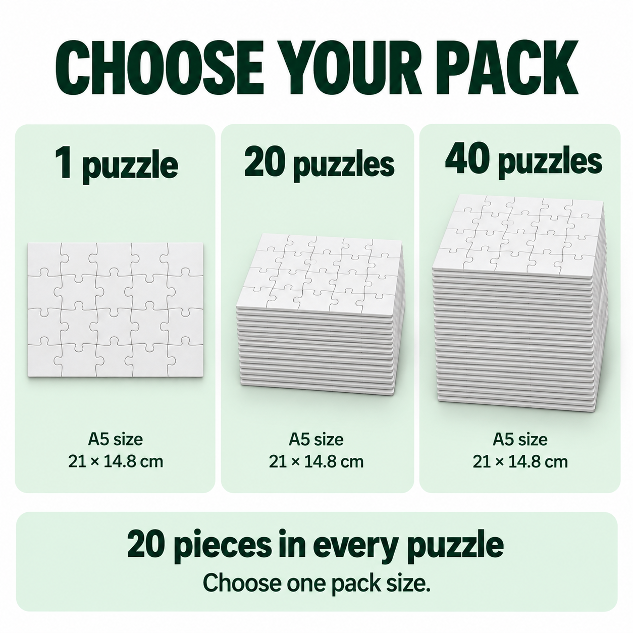 Blank Sublimation Jigsaw Puzzles – A5, 20 Pieces Each, 1 / 20 / 40 Pack — photo 3
