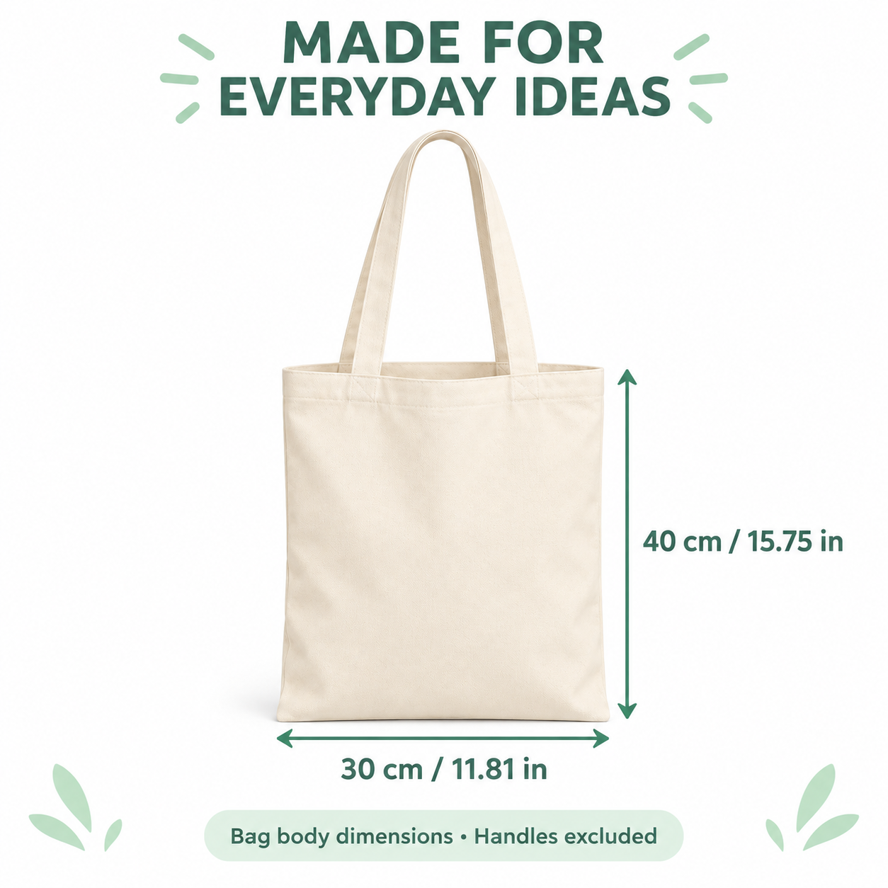 Blank Canvas Tote Bags – 30 × 40 cm / 11.81 × 15.75 in, Beige / White / Black — photo 2