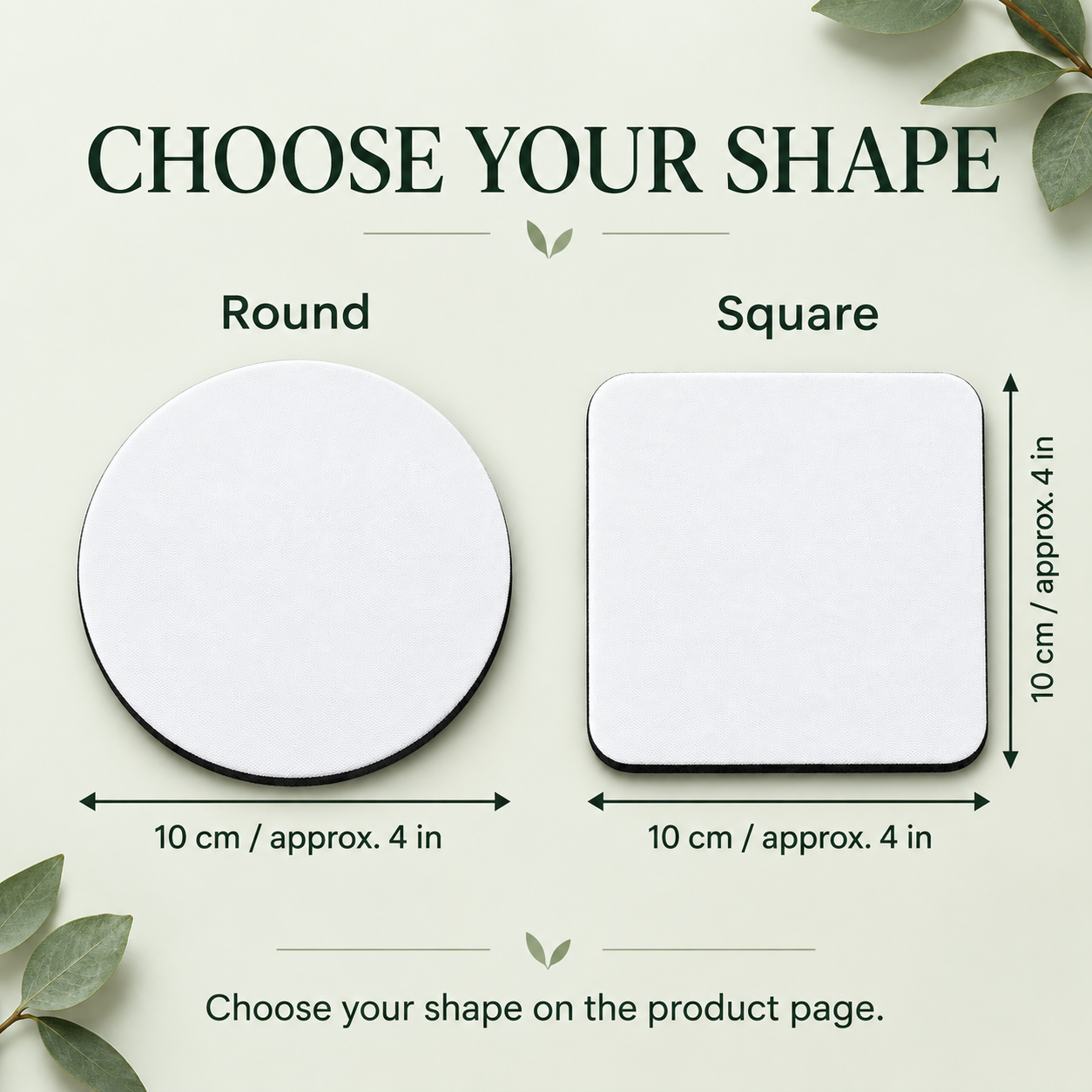 Blank Sublimation Neoprene Coasters – Round / Square, 10 cm (Approx. 4 in) — photo 2