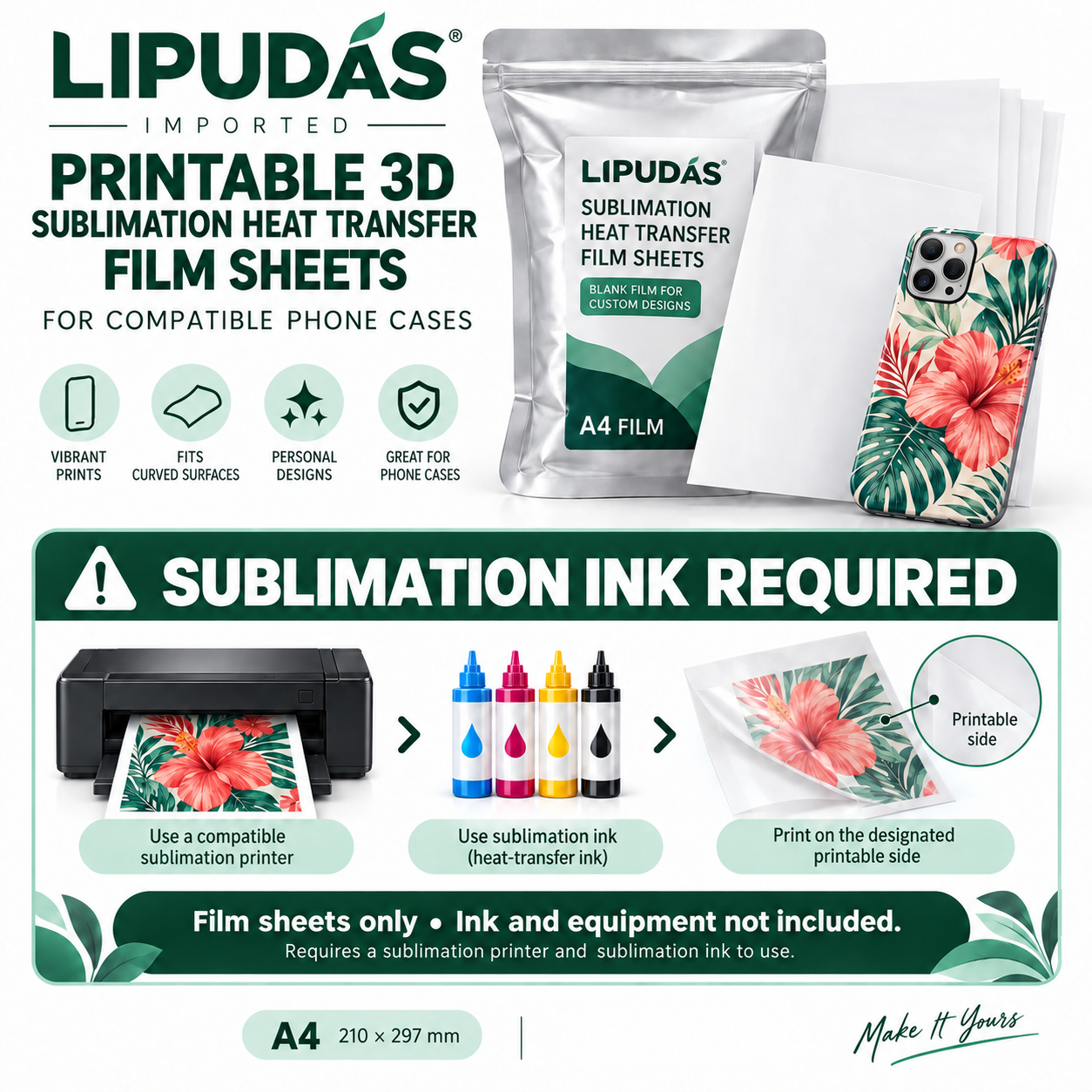 A4 Printable 3D Sublimation Transfer Film for Phone Cases — photo 3