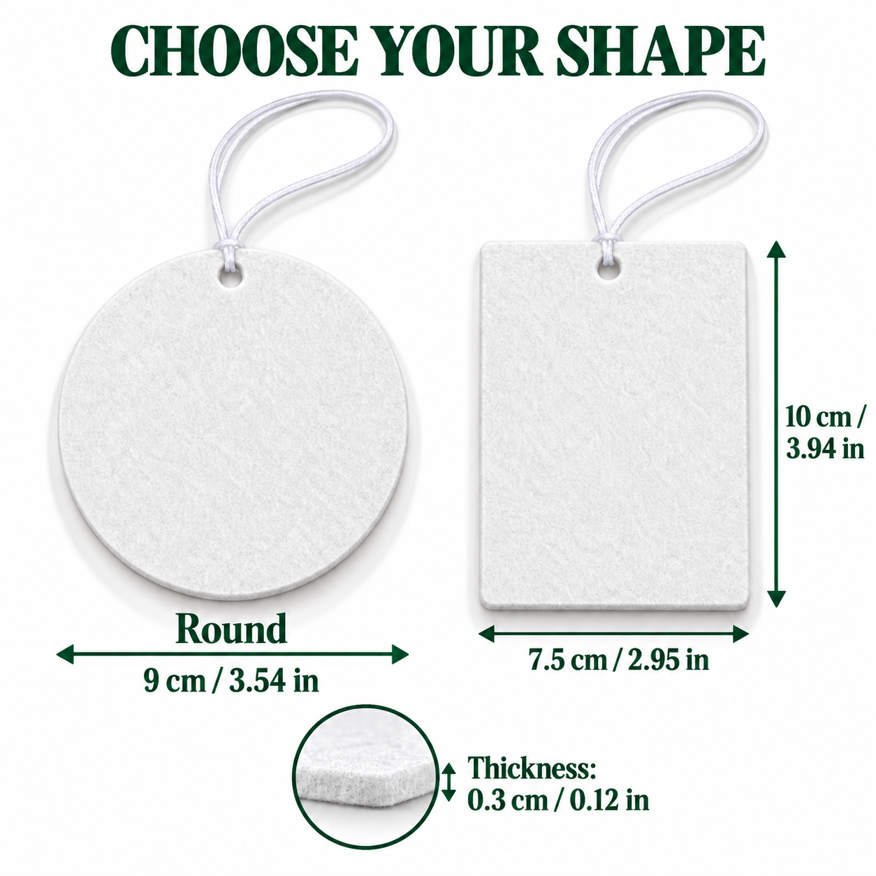 Sublimation Air Freshener Blanks with Hanging Cords – Round & Rectangle — photo 2