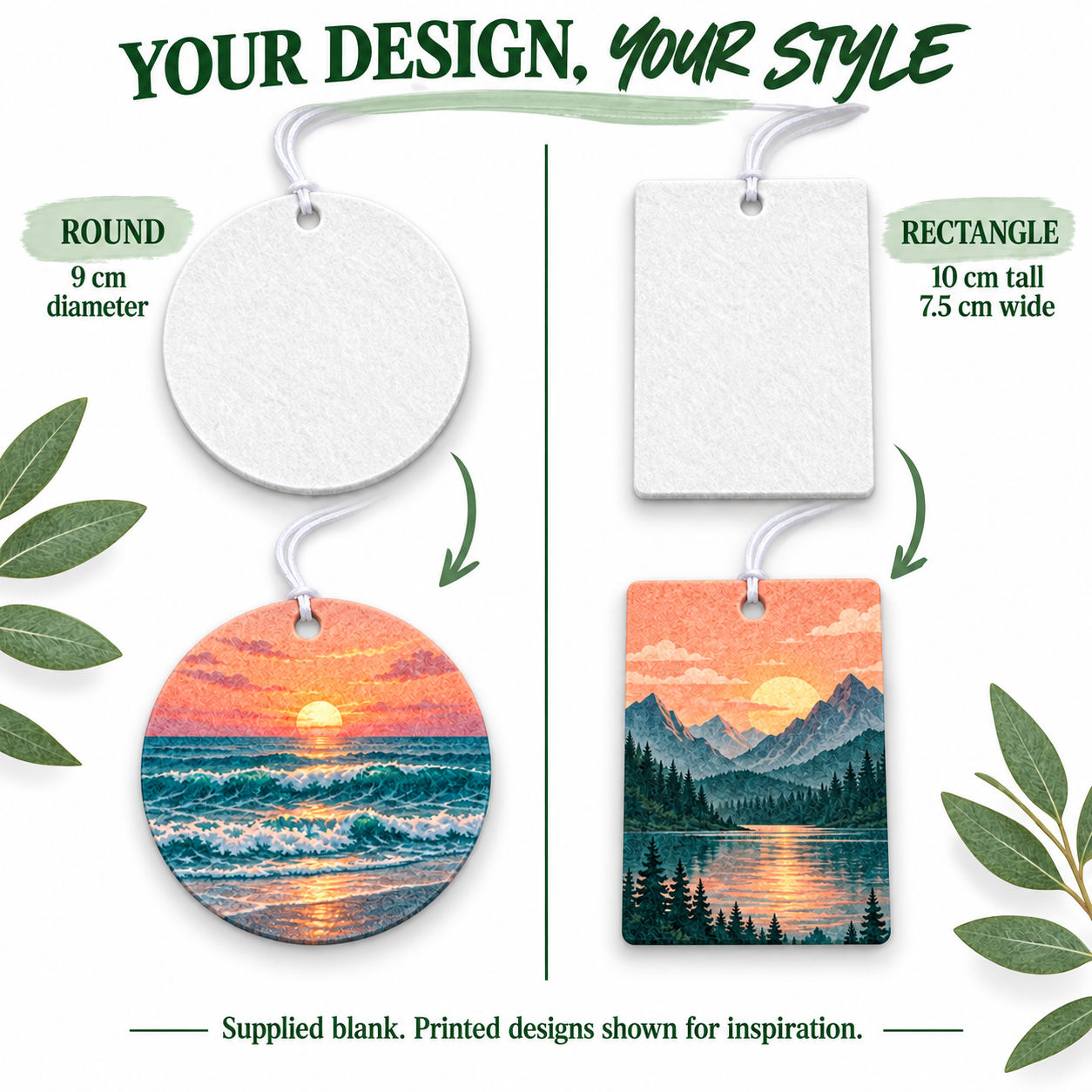 Sublimation Air Freshener Blanks with Hanging Cords – Round & Rectangle — photo 3