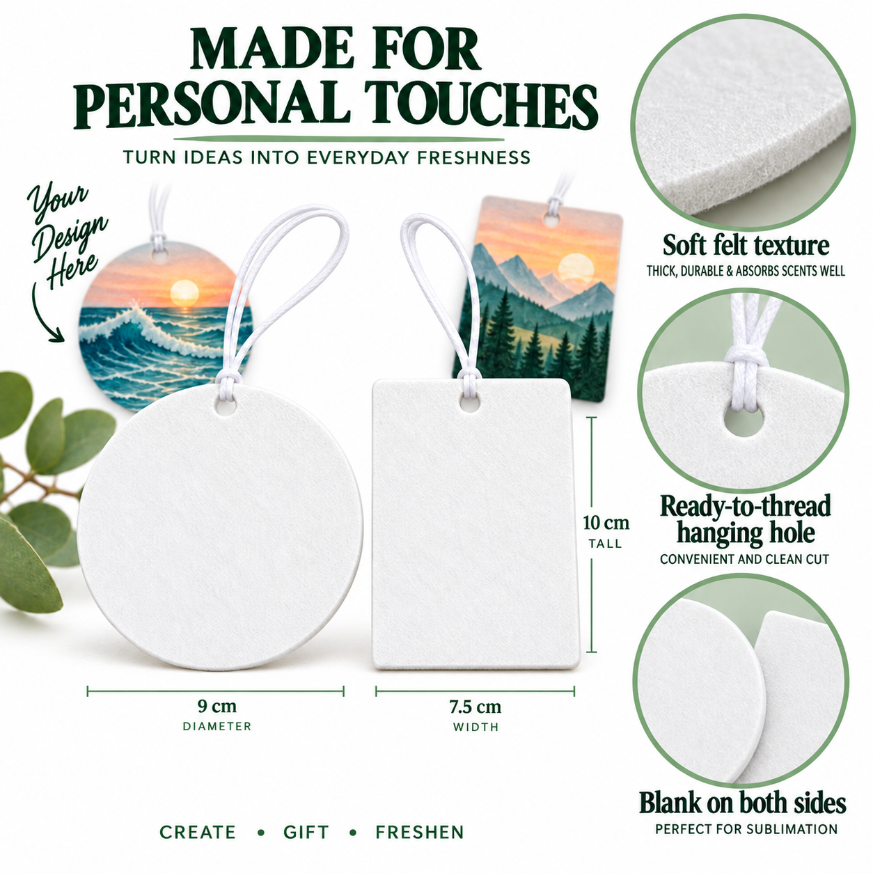 Sublimation Air Freshener Blanks with Hanging Cords – Round & Rectangle — photo 4
