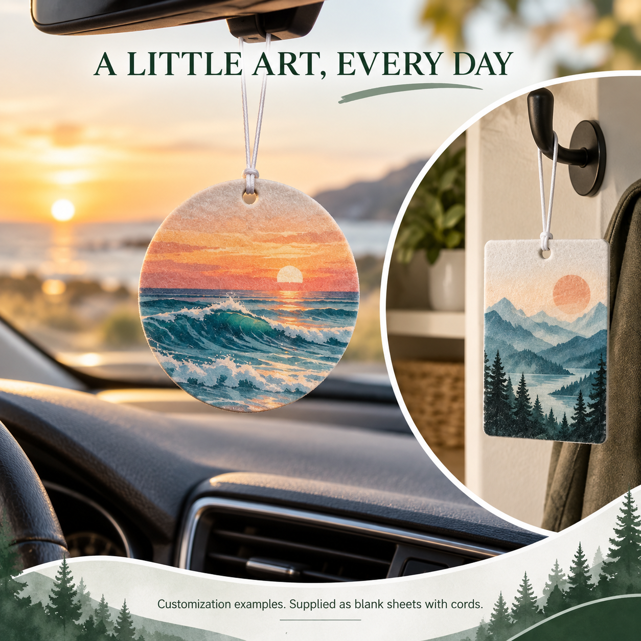 Sublimation Air Freshener Blanks with Hanging Cords – Round & Rectangle — photo 5