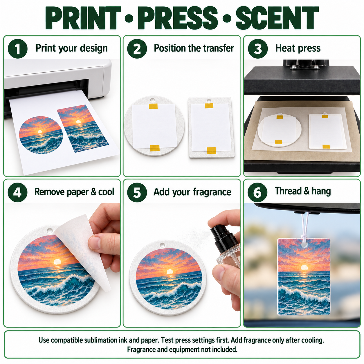 Sublimation Air Freshener Blanks with Hanging Cords – Round & Rectangle — photo 6