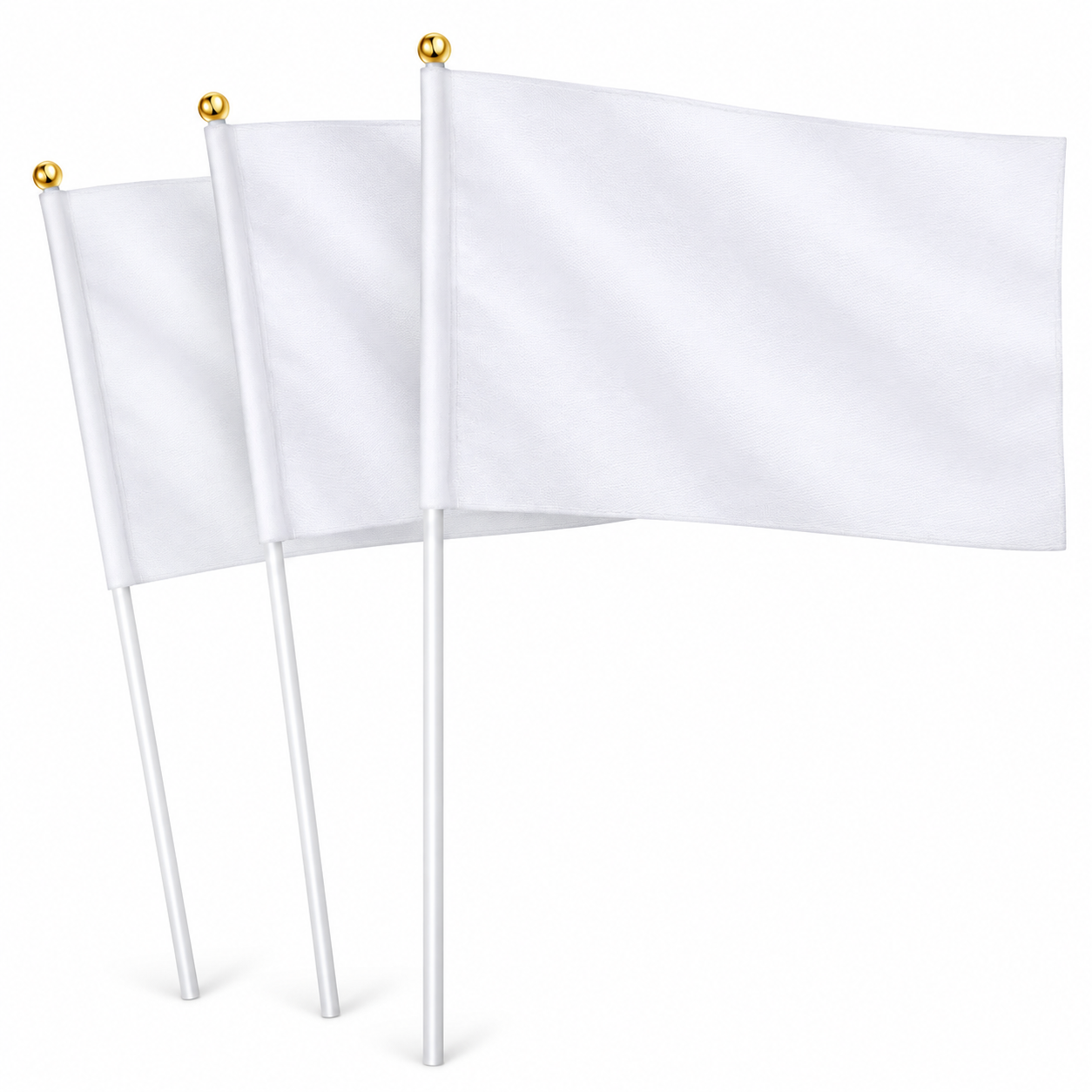 Blank White Sublimation Hand Flags with Plastic Poles – 50pcs