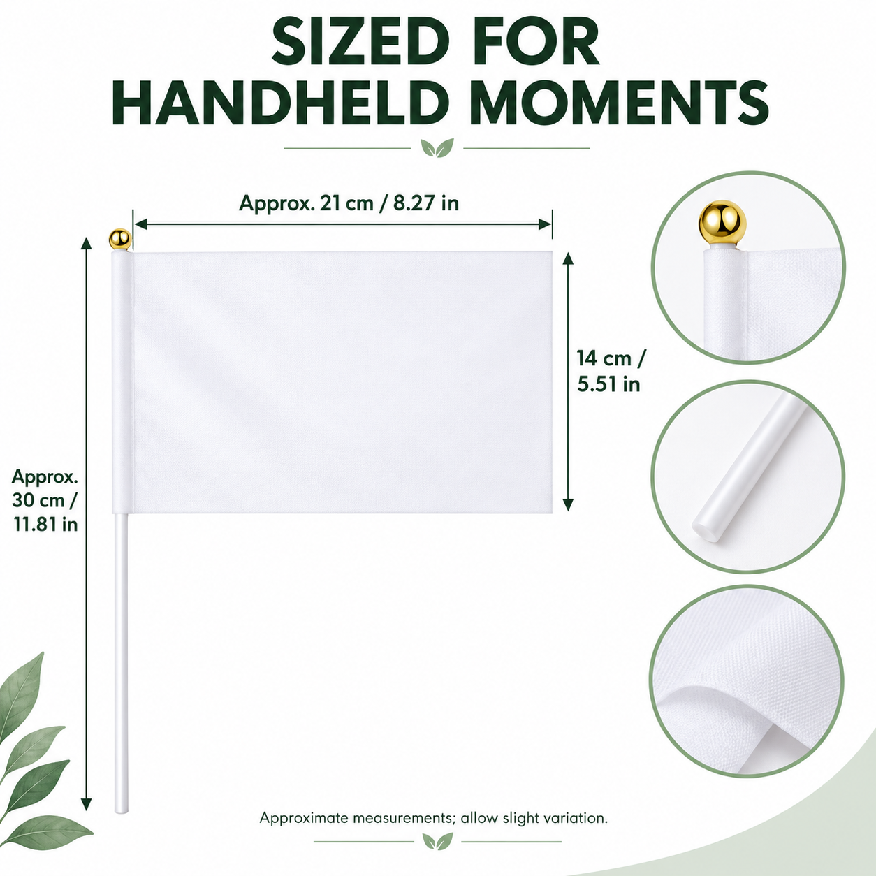 Blank White Sublimation Hand Flags with Plastic Poles – 50pcs — photo 2