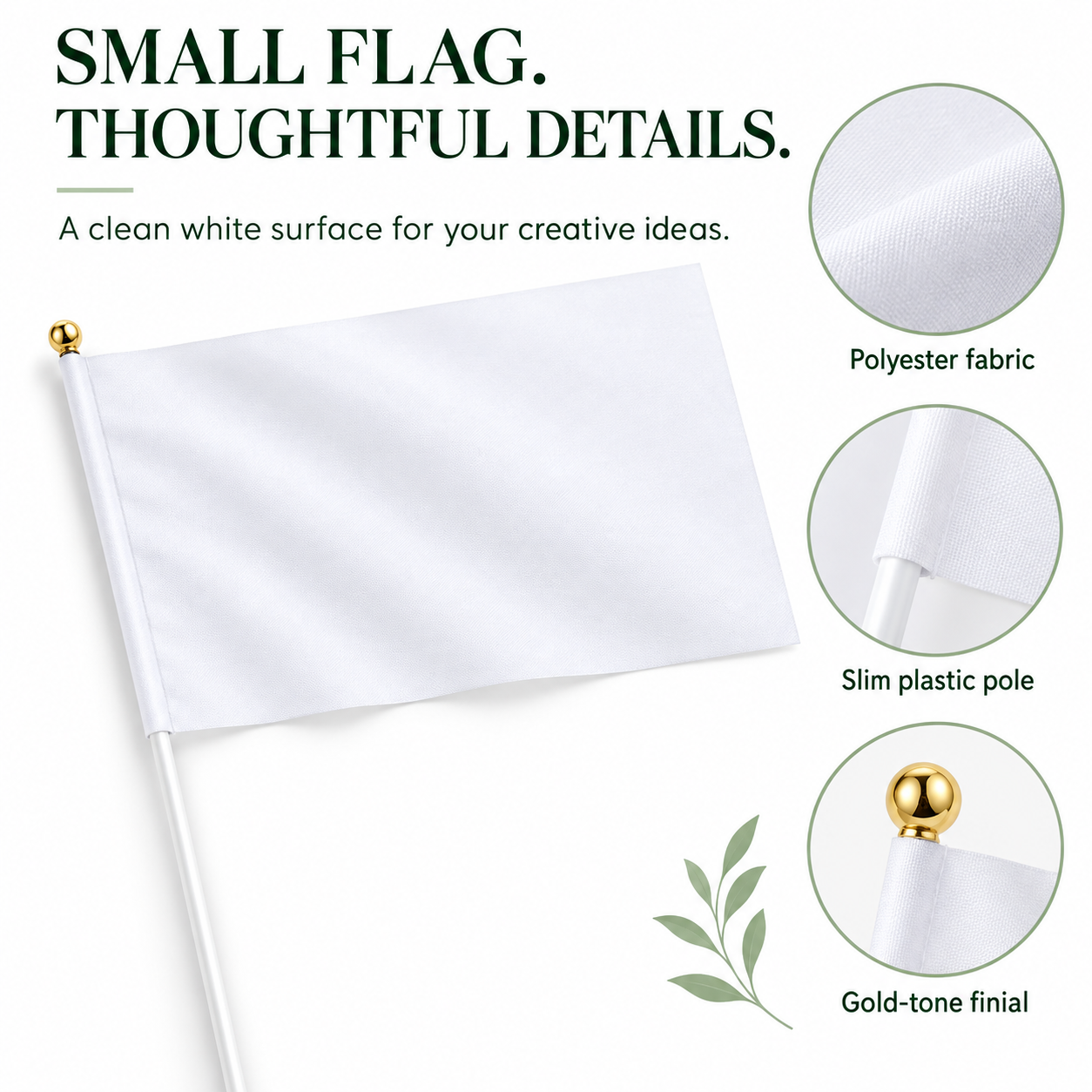Blank White Sublimation Hand Flags with Plastic Poles – 50pcs — photo 4