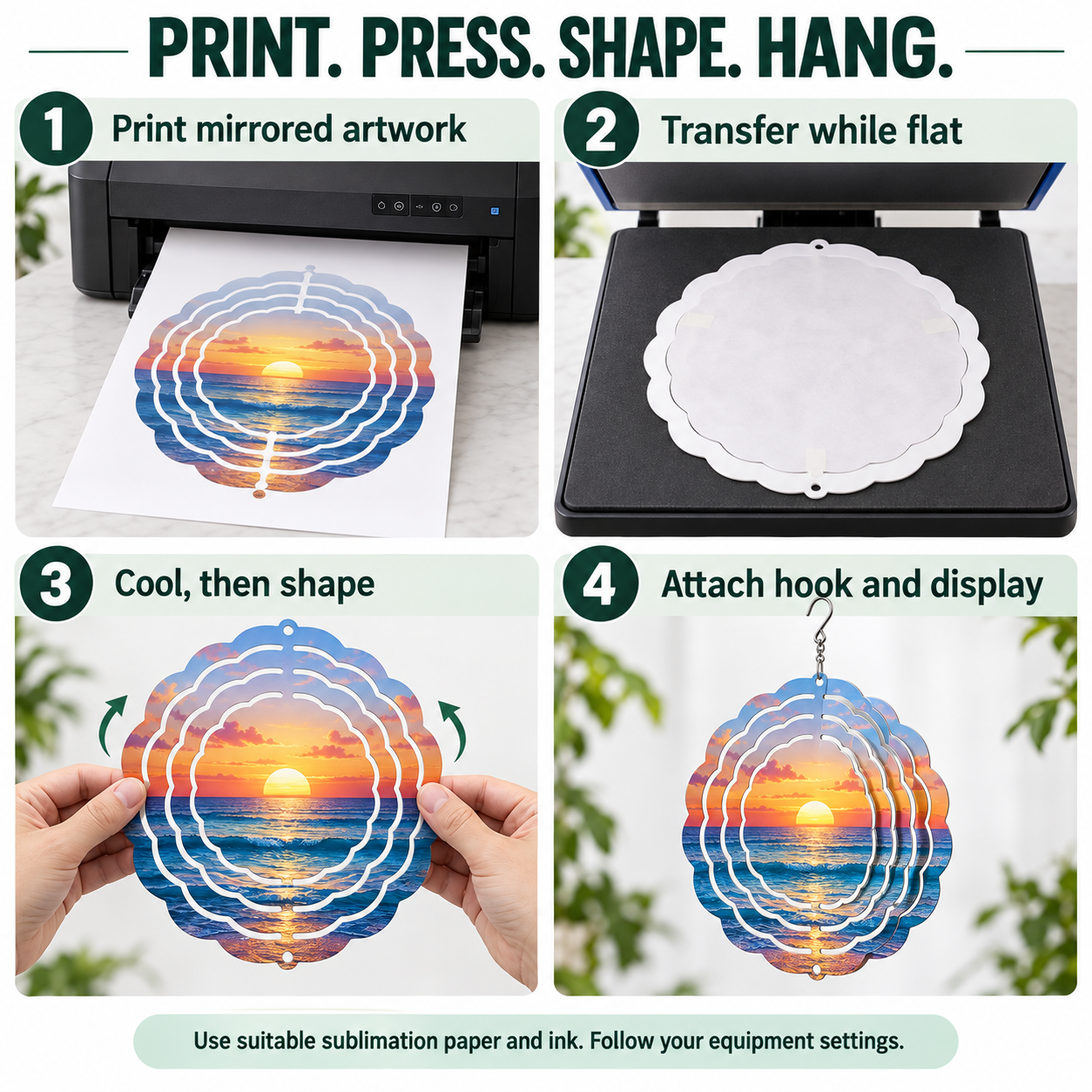 Round Sublimation Wind Spinner Blank with Swivel Hook – 8 & 10 Inch — photo 6