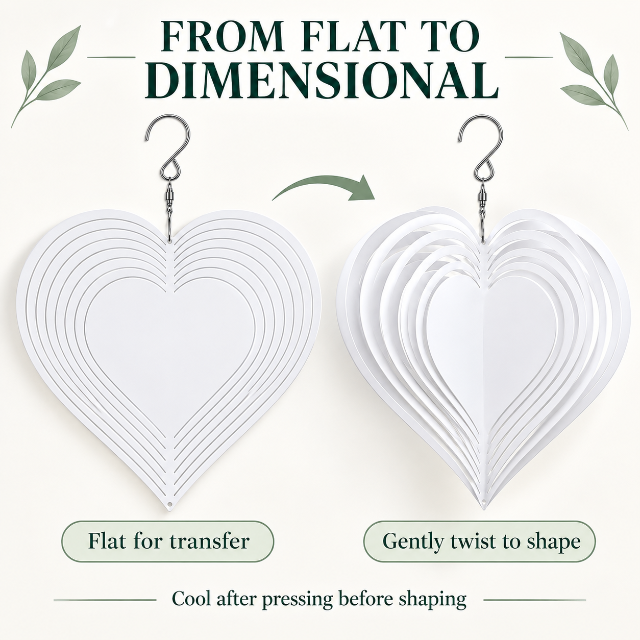 Heart Sublimation Wind Spinner Blank with Swivel Hook – 8 & 10 Inch — photo 3