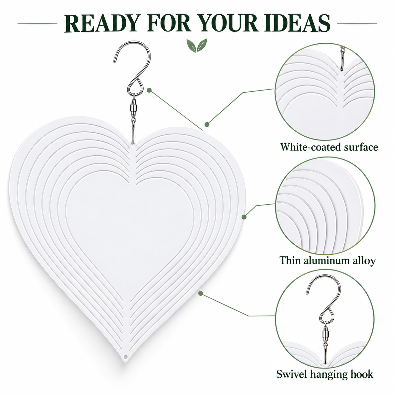 Heart Sublimation Wind Spinner Blank with Swivel Hook – 8 & 10 Inch — photo 4