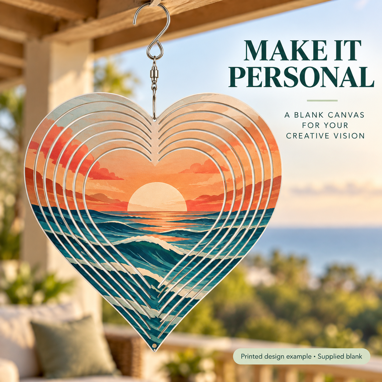 Heart Sublimation Wind Spinner Blank with Swivel Hook – 8 & 10 Inch — photo 5