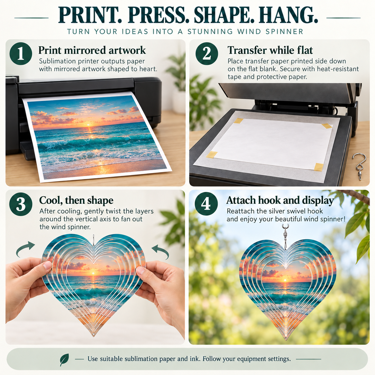 Heart Sublimation Wind Spinner Blank with Swivel Hook – 8 & 10 Inch — photo 6