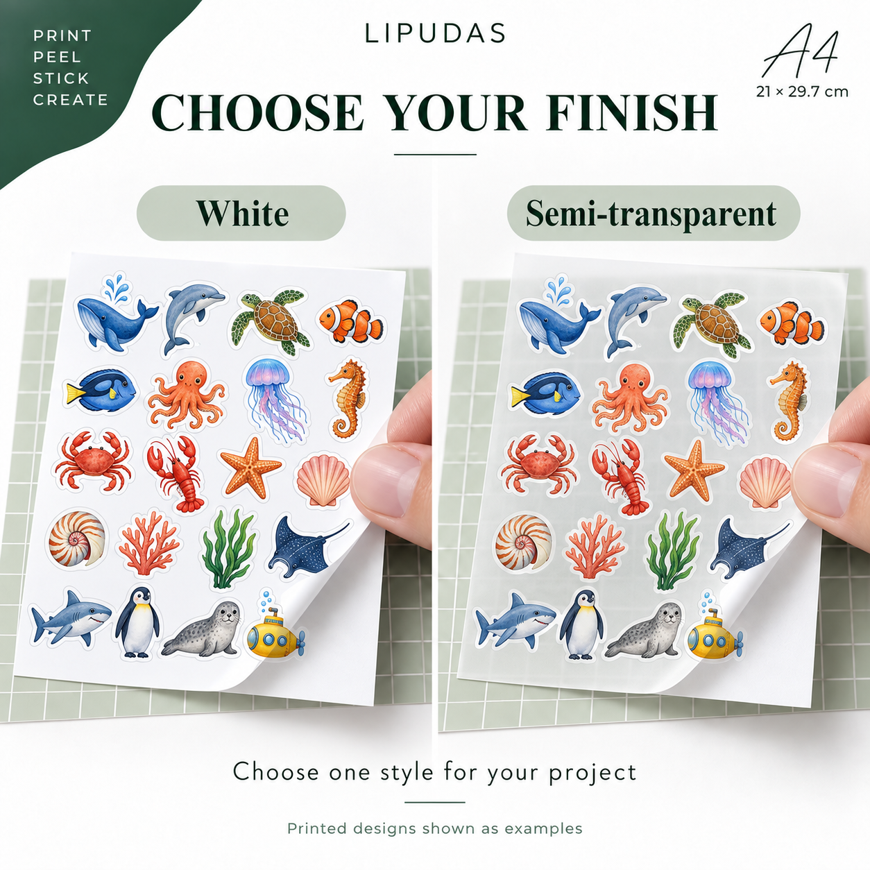 A4 Printable Self-Adhesive Sticker Sheets - White / Semi-transparent, 20 / 50 Sheets — photo 3