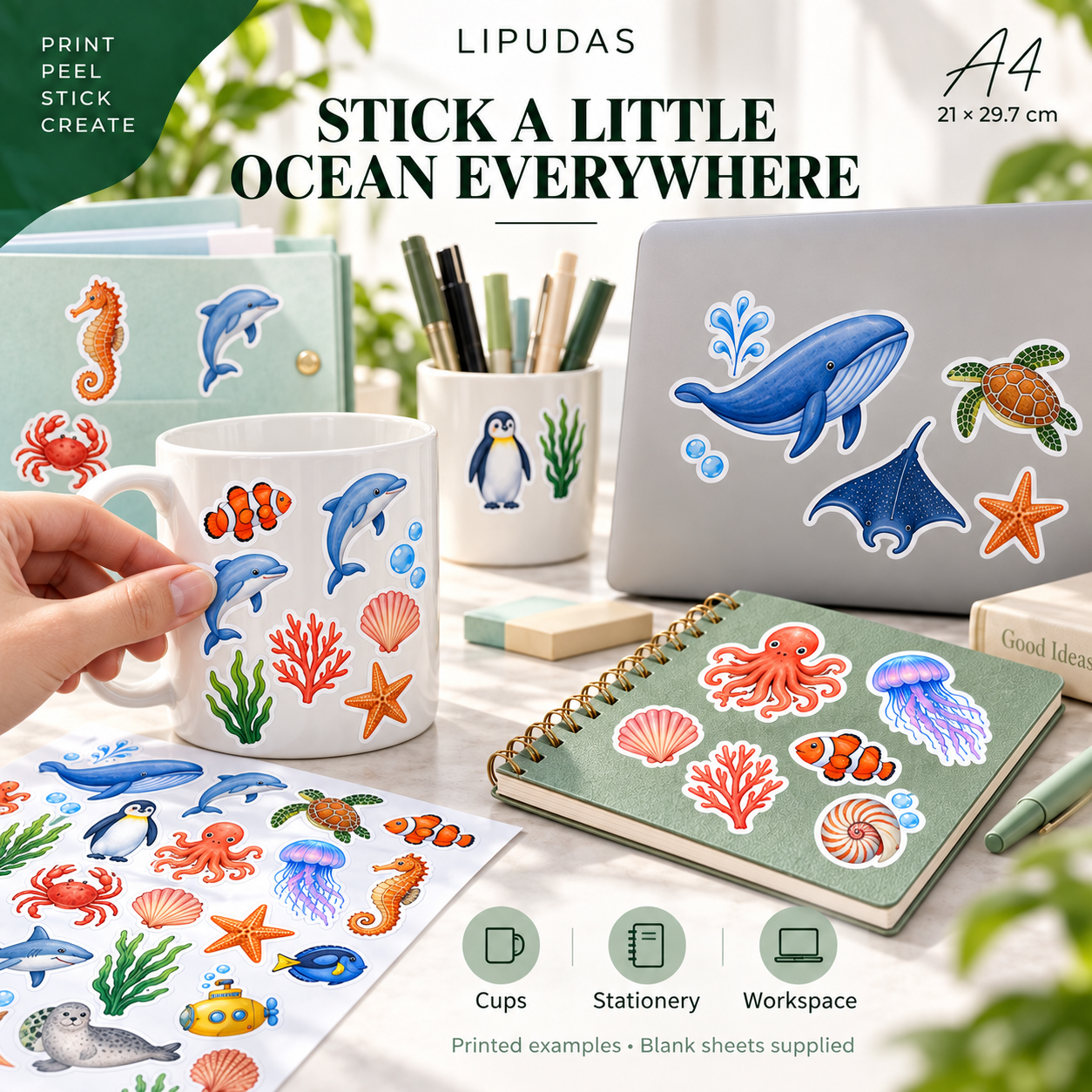 A4 Printable Self-Adhesive Sticker Sheets - White / Semi-transparent, 20 / 50 Sheets — photo 5