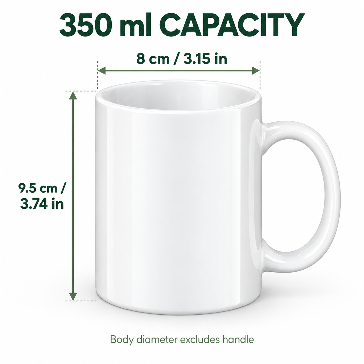 White Ceramic Sublimation Blank Mug - 350 ml — photo 2