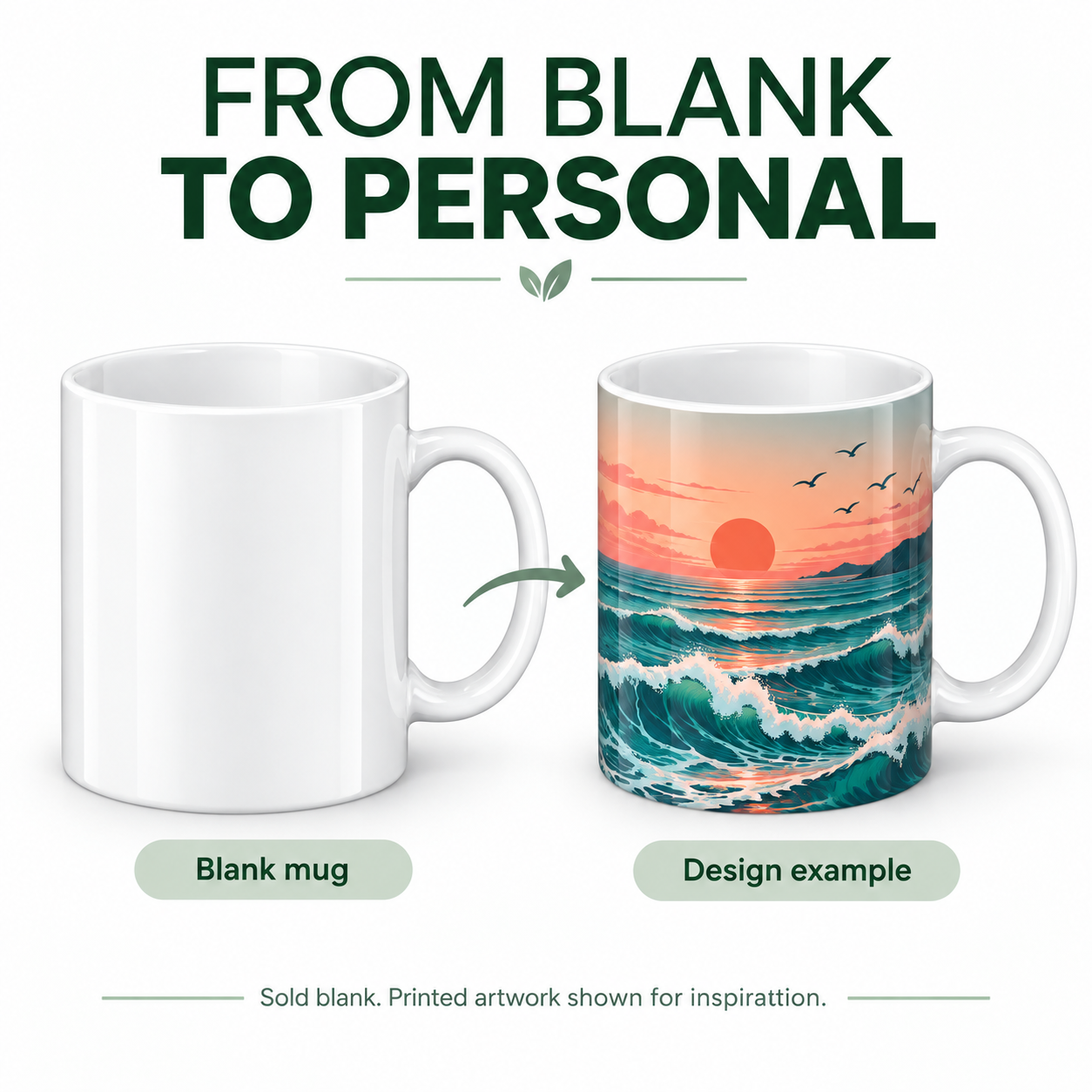 White Ceramic Sublimation Blank Mug - 350 ml — photo 3