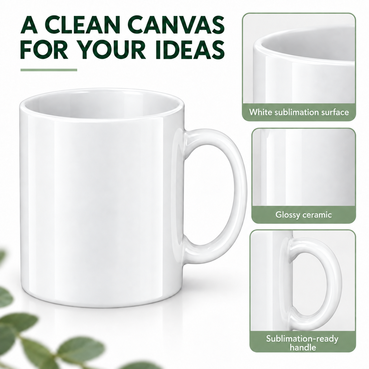 White Ceramic Sublimation Blank Mug - 350 ml — photo 4