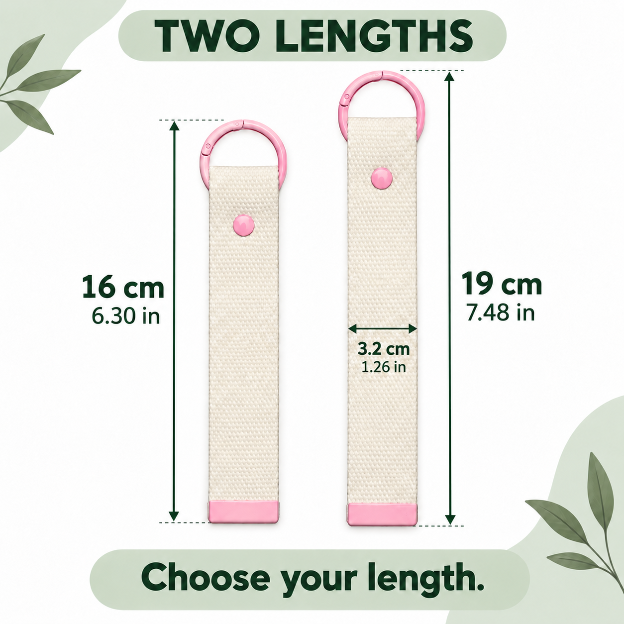 Cotton Key Fob Strap Blanks with Colorful Rings - 11-Piece Assortment, White / Natural, 16 / 19 cm — photo 2