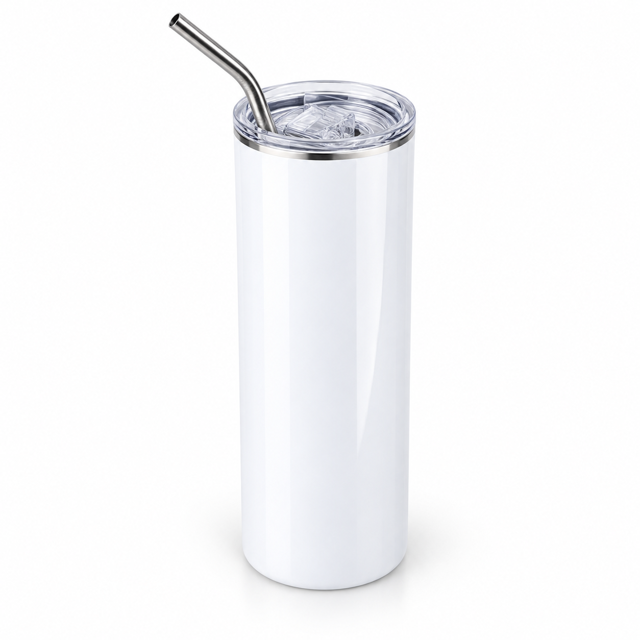 20 oz Blank White Sublimation Tumbler with Sliding Lid & Straw – Stainless Steel, Single Cup
