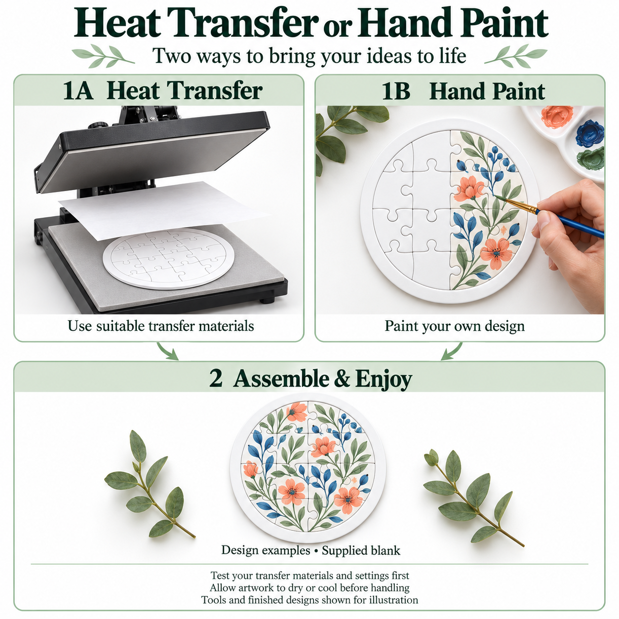 Blank Paperboard Puzzle Set – Rectangle, Circle, Star & Heart | Heat Transfer & Hand Painting — photo 6