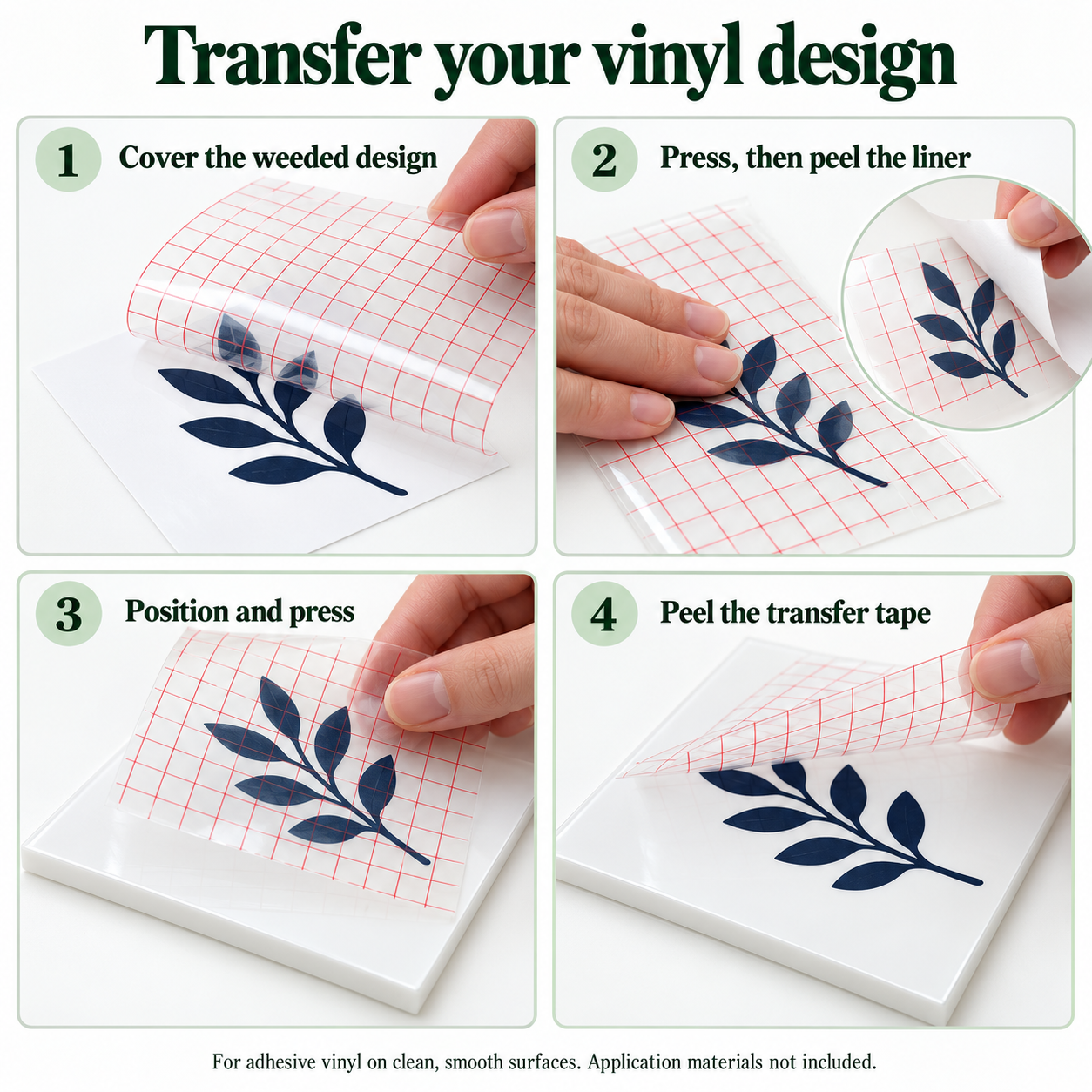 Clear Grid PET Transfer Tape for Adhesive Vinyl – 30.5 cm Wide, 3.65 m / 15.25 m — photo 6