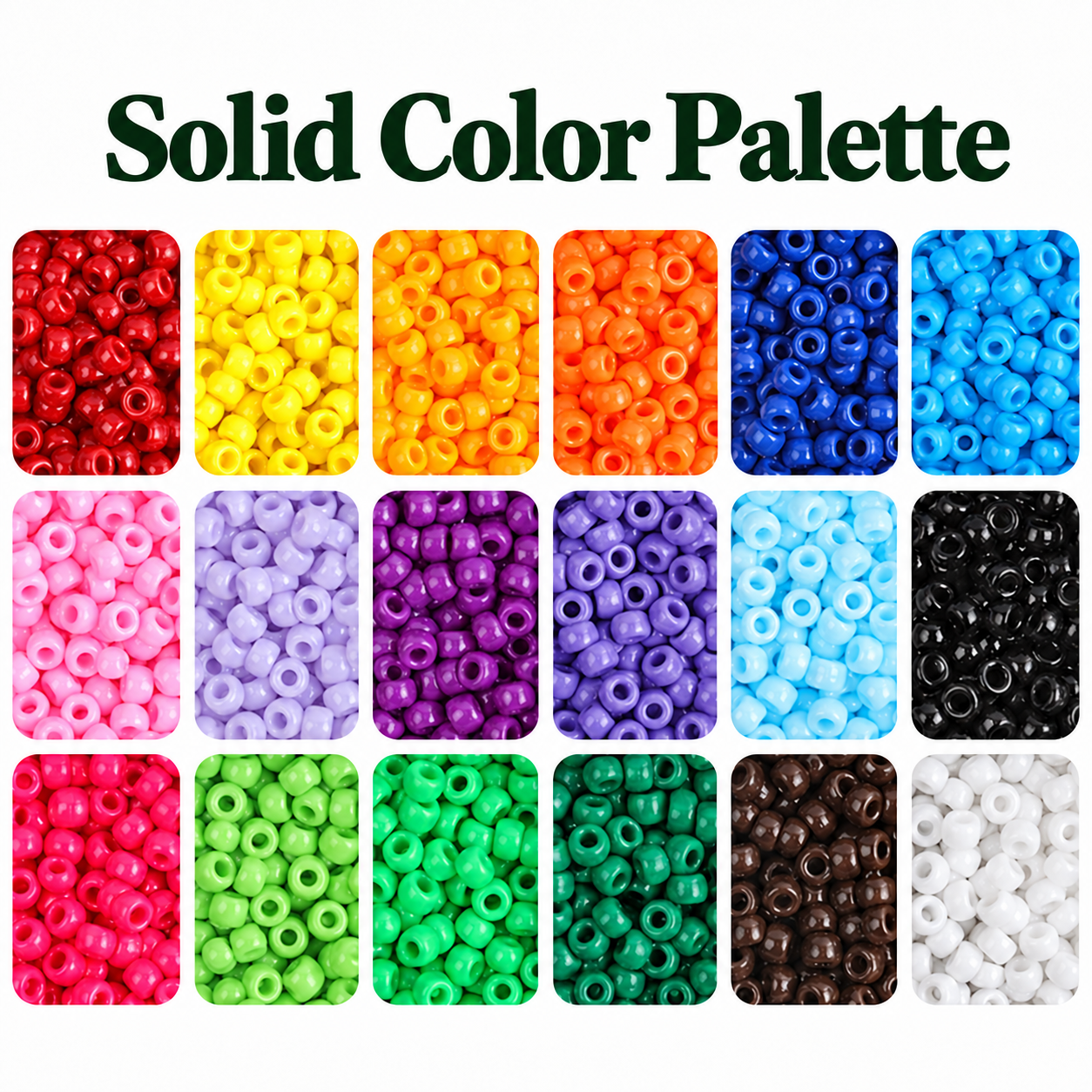 3600pcs Pony Beads Set, 18 Solid Colors, 6 x 9 mm, with 3-Layer Storage Organizer — photo 3