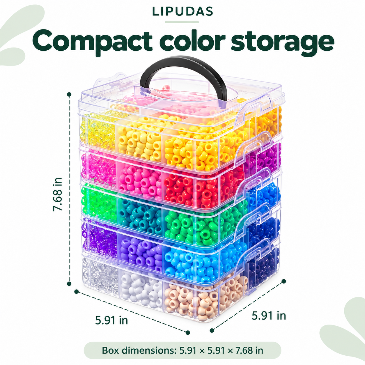4800pcs Acrylic Pony Beads Set, 30 Assorted Colors, 9 x 6 mm, with 5-Tier Storage Organizer — photo 2
