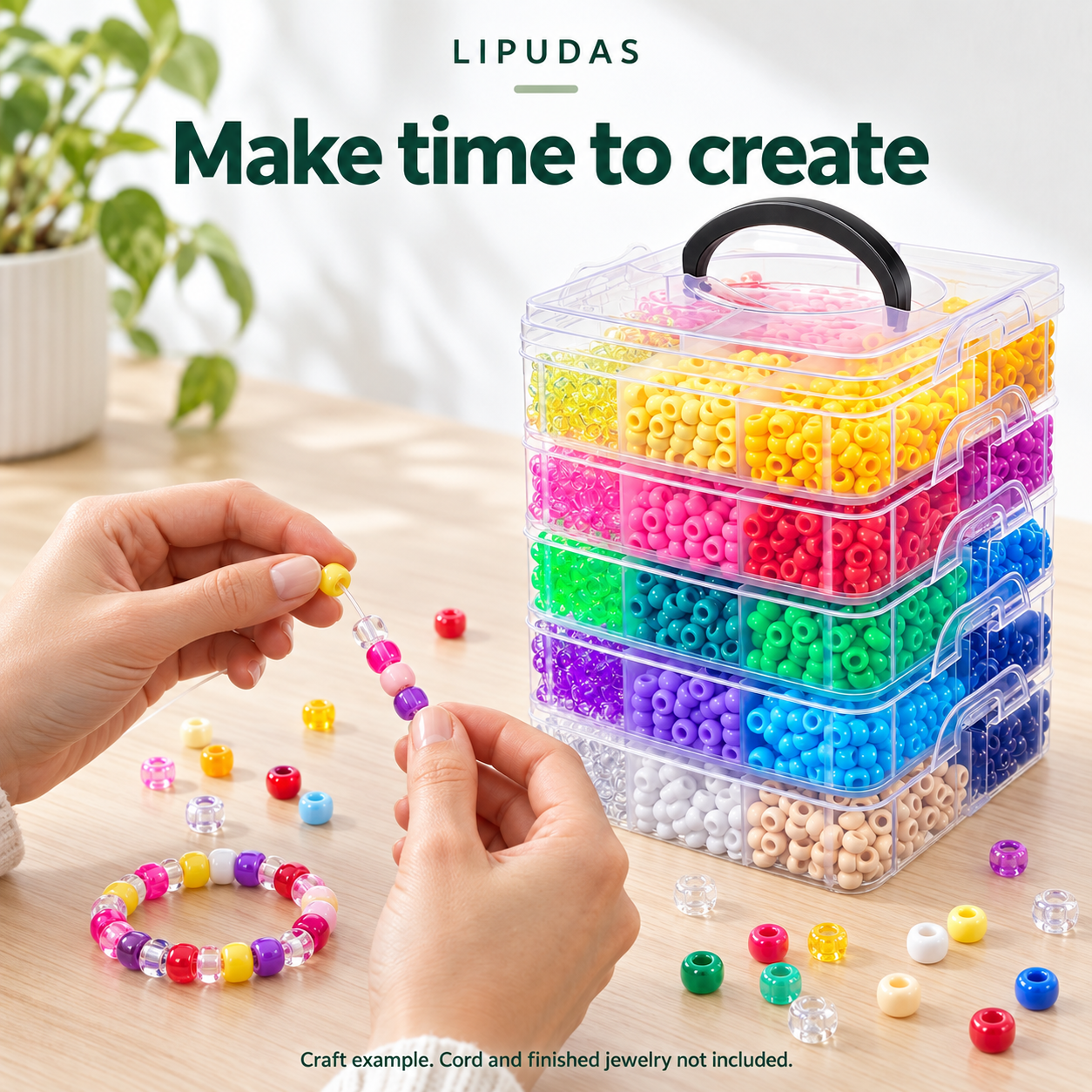 4800pcs Acrylic Pony Beads Set, 30 Assorted Colors, 9 x 6 mm, with 5-Tier Storage Organizer — photo 5