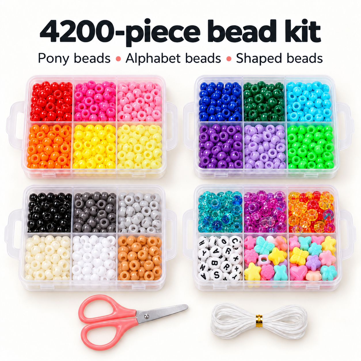 4200pcs Acrylic Pony & Alphabet Bead Kit with 4-Tier Storage Organizer – DH707 — photo 3