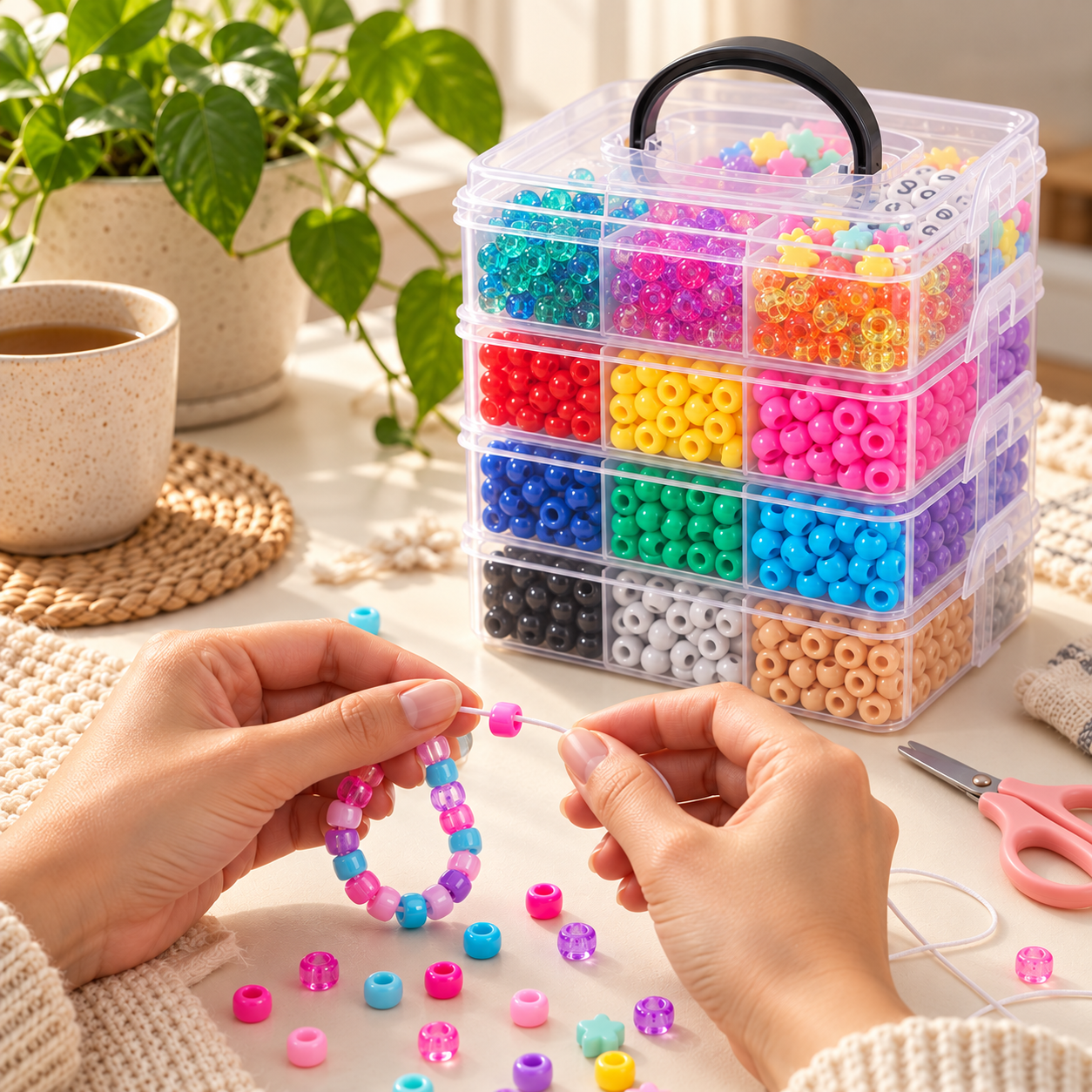 4200pcs Acrylic Pony & Alphabet Bead Kit with 4-Tier Storage Organizer – DH707 — photo 4