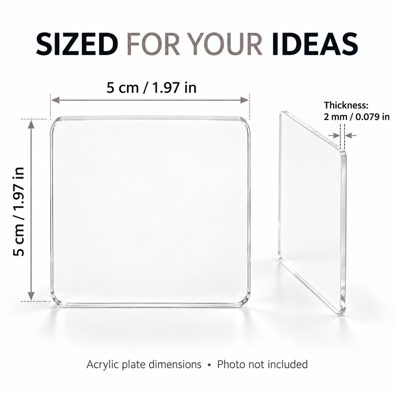 DIY Acrylic Photo Fridge Magnet Kit, 10 Sets – 5 x 5 cm, 2 mm Thick — photo 2