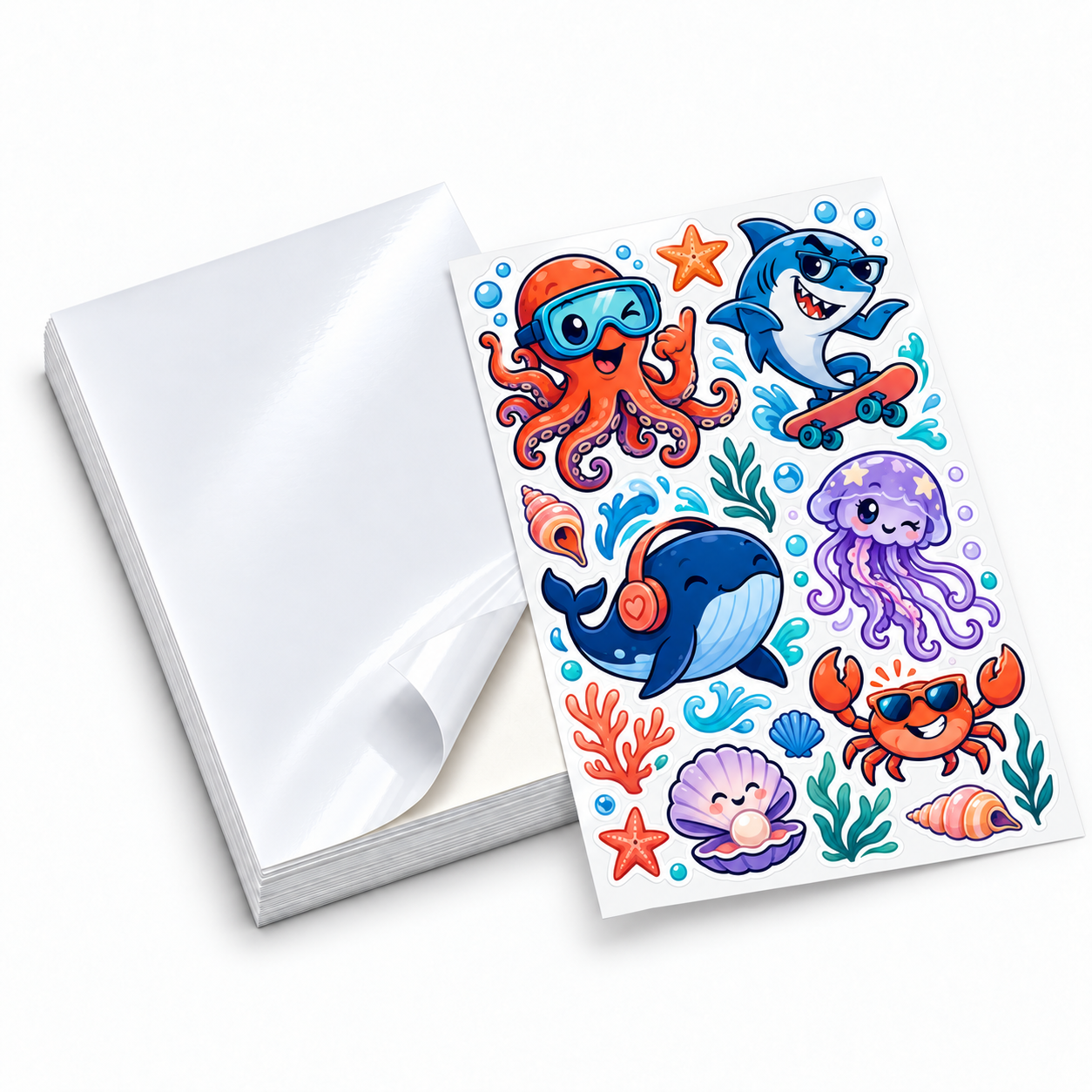 Glossy White PP Printable Sticker Sheets – A4, 20 Sheets, Inkjet