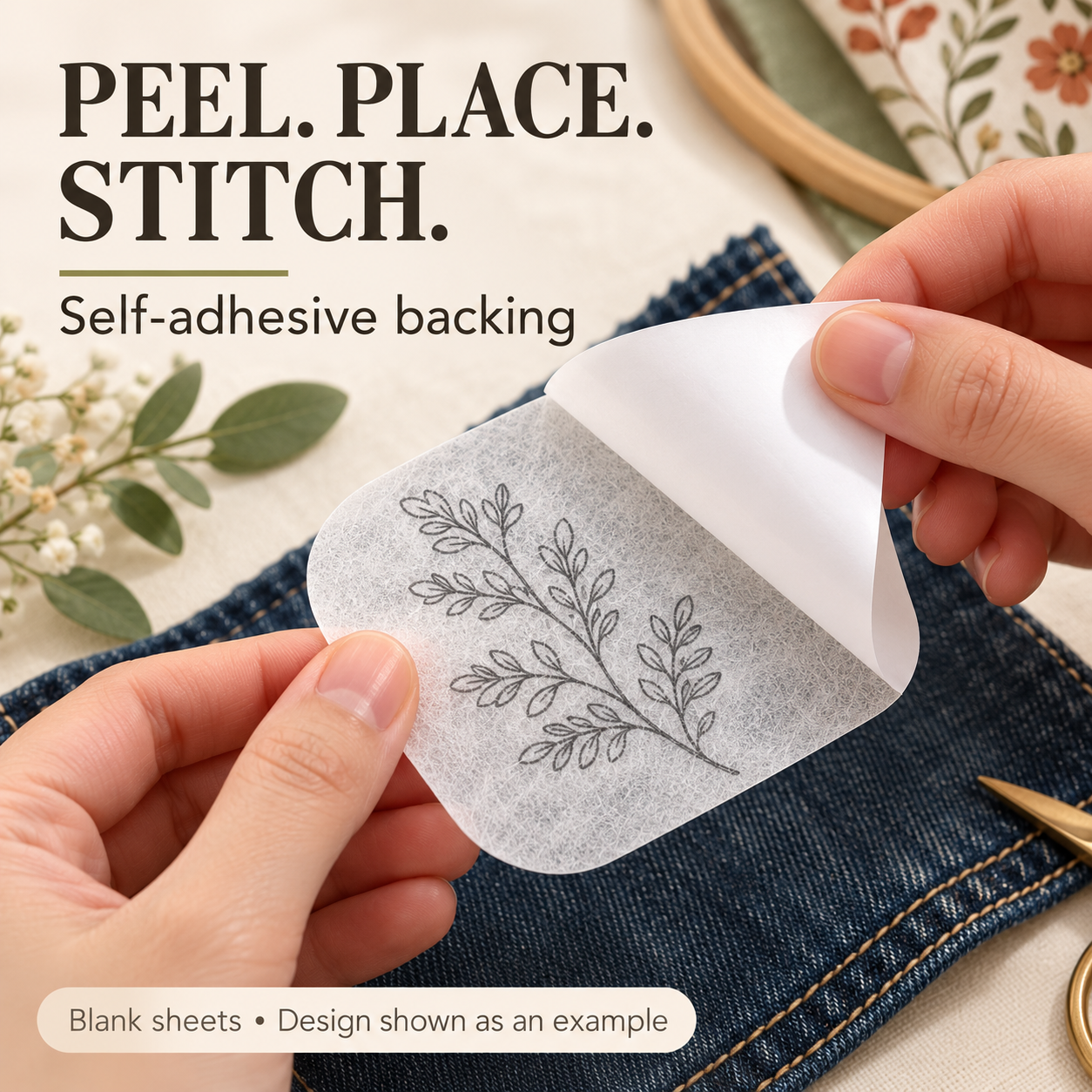 Printable Self-Adhesive Water-Soluble Embroidery Stabilizer Sheets - A4 / A5, 1 / 20 Sheets — photo 3