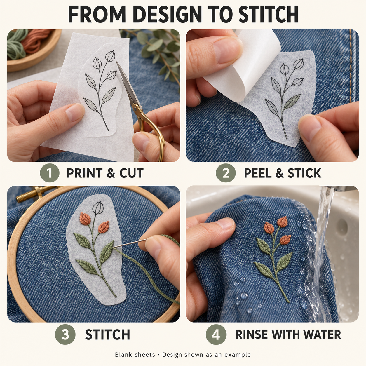 Printable Self-Adhesive Water-Soluble Embroidery Stabilizer Sheets - A4 / A5, 1 / 20 Sheets — photo 6