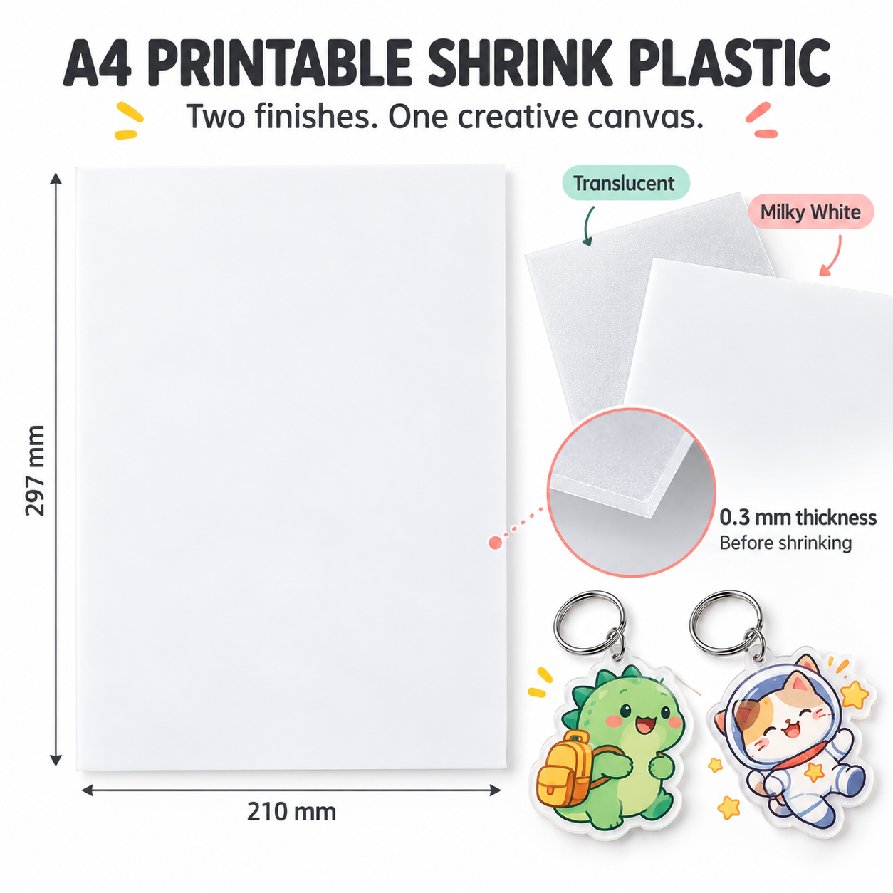 Printable Shrink Plastic Sheet – A4, 0.3 mm, 1 Sheet — photo 2