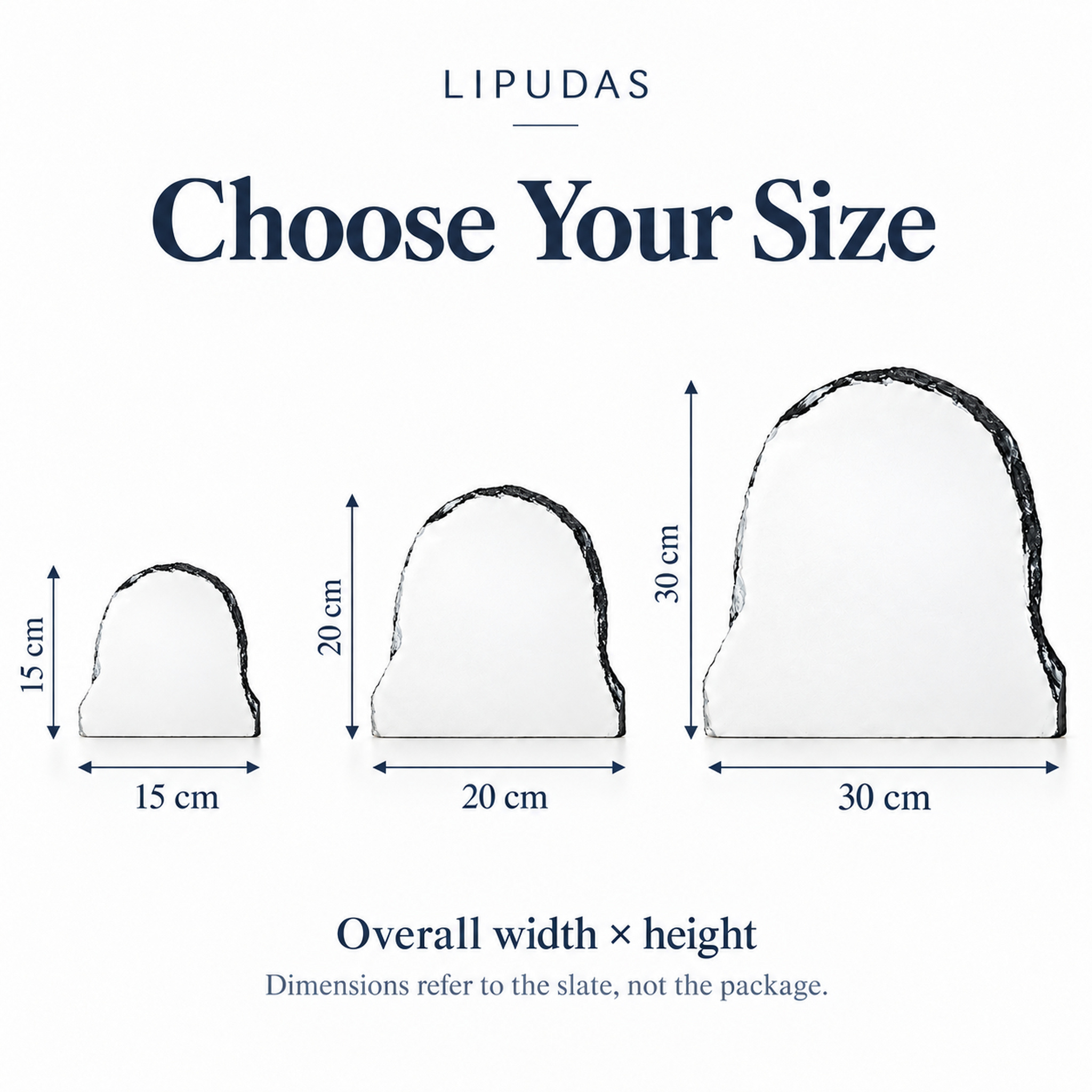 LIPUDAS Arch-Shaped Sublimation Photo Slate Blank with Display Stands, 1 Piece – 15 × 15 / 20 × 20 / 30 × 30 cm — photo 2