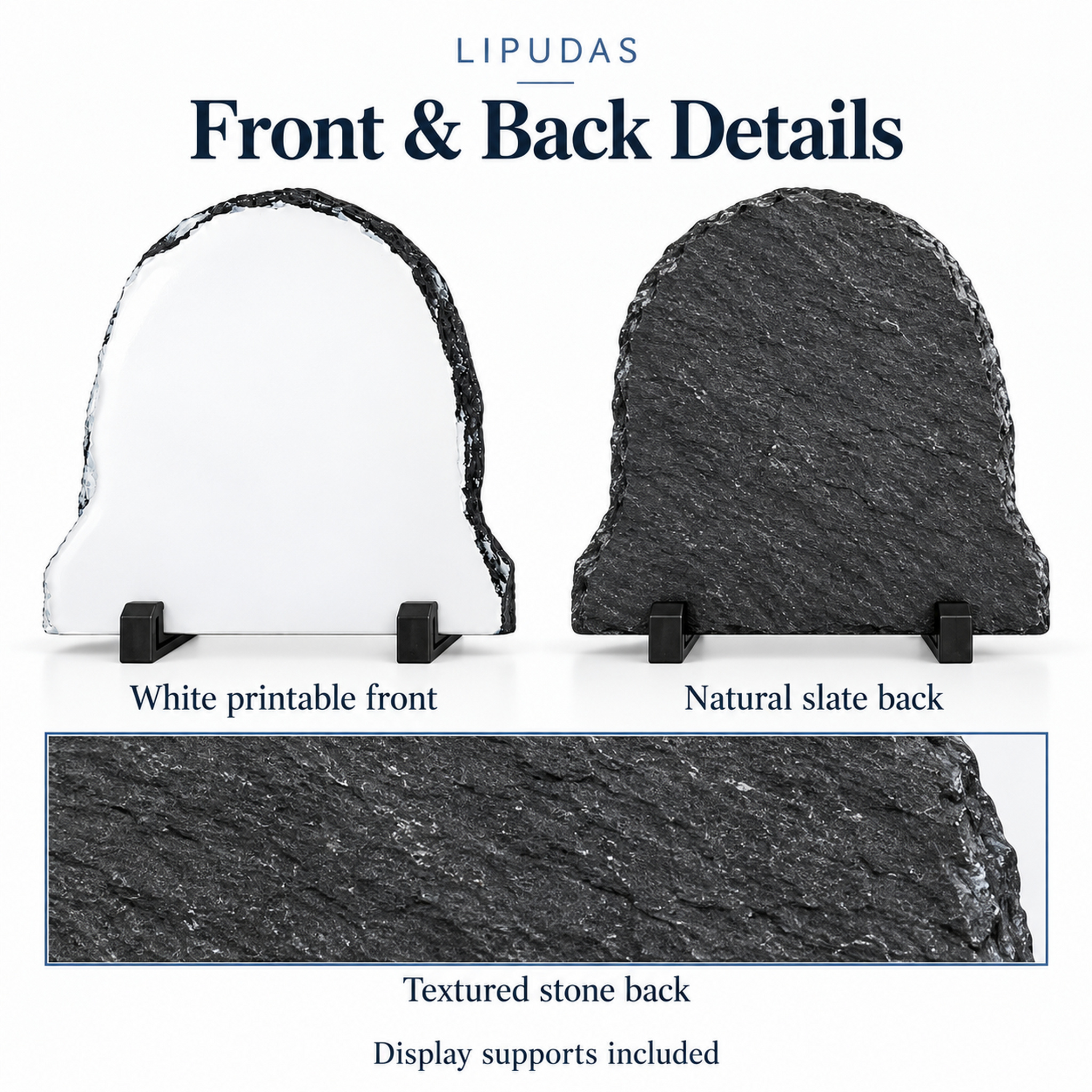 LIPUDAS Arch-Shaped Sublimation Photo Slate Blank with Display Stands, 1 Piece – 15 × 15 / 20 × 20 / 30 × 30 cm — photo 3