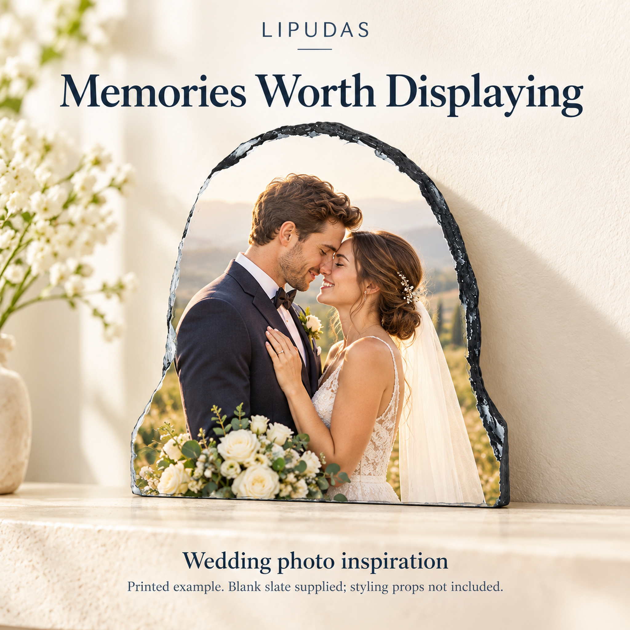LIPUDAS Arch-Shaped Sublimation Photo Slate Blank with Display Stands, 1 Piece – 15 × 15 / 20 × 20 / 30 × 30 cm — photo 4