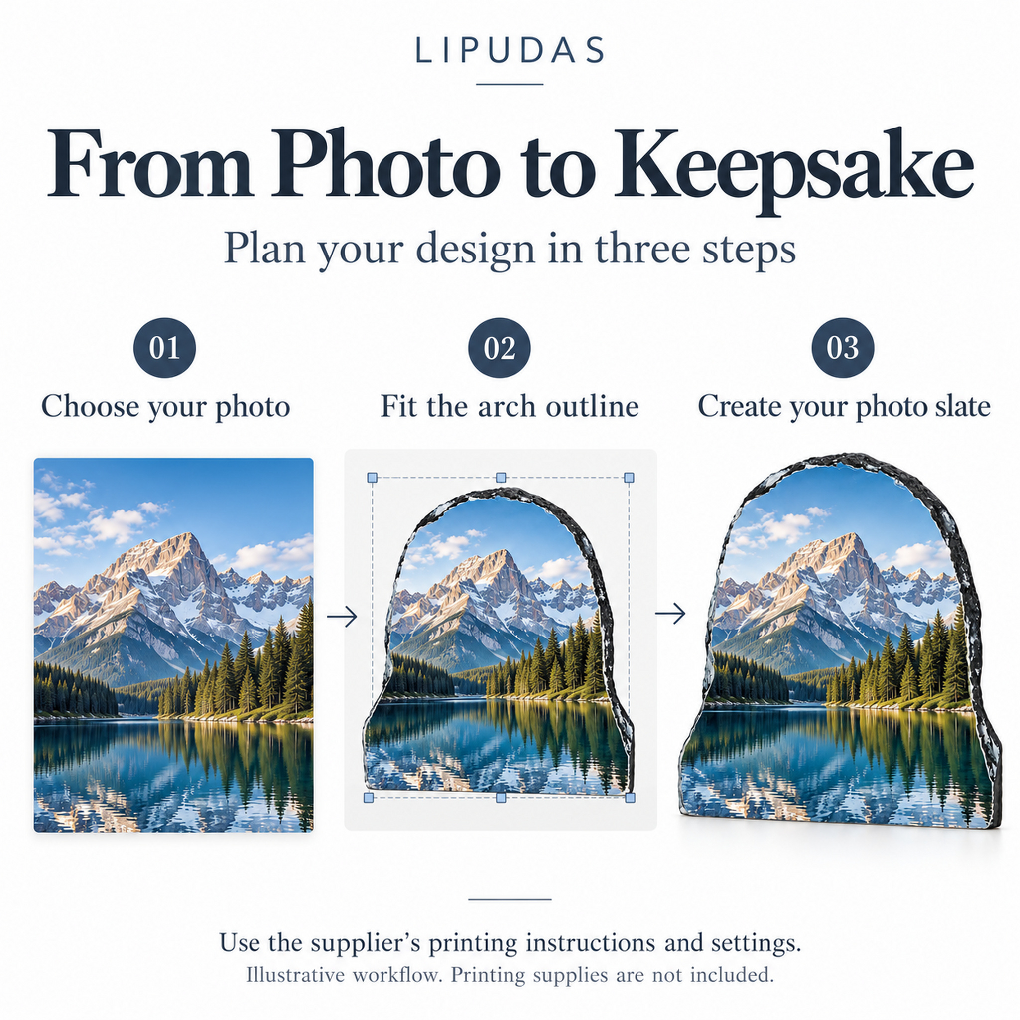 LIPUDAS Arch-Shaped Sublimation Photo Slate Blank with Display Stands, 1 Piece – 15 × 15 / 20 × 20 / 30 × 30 cm — photo 6
