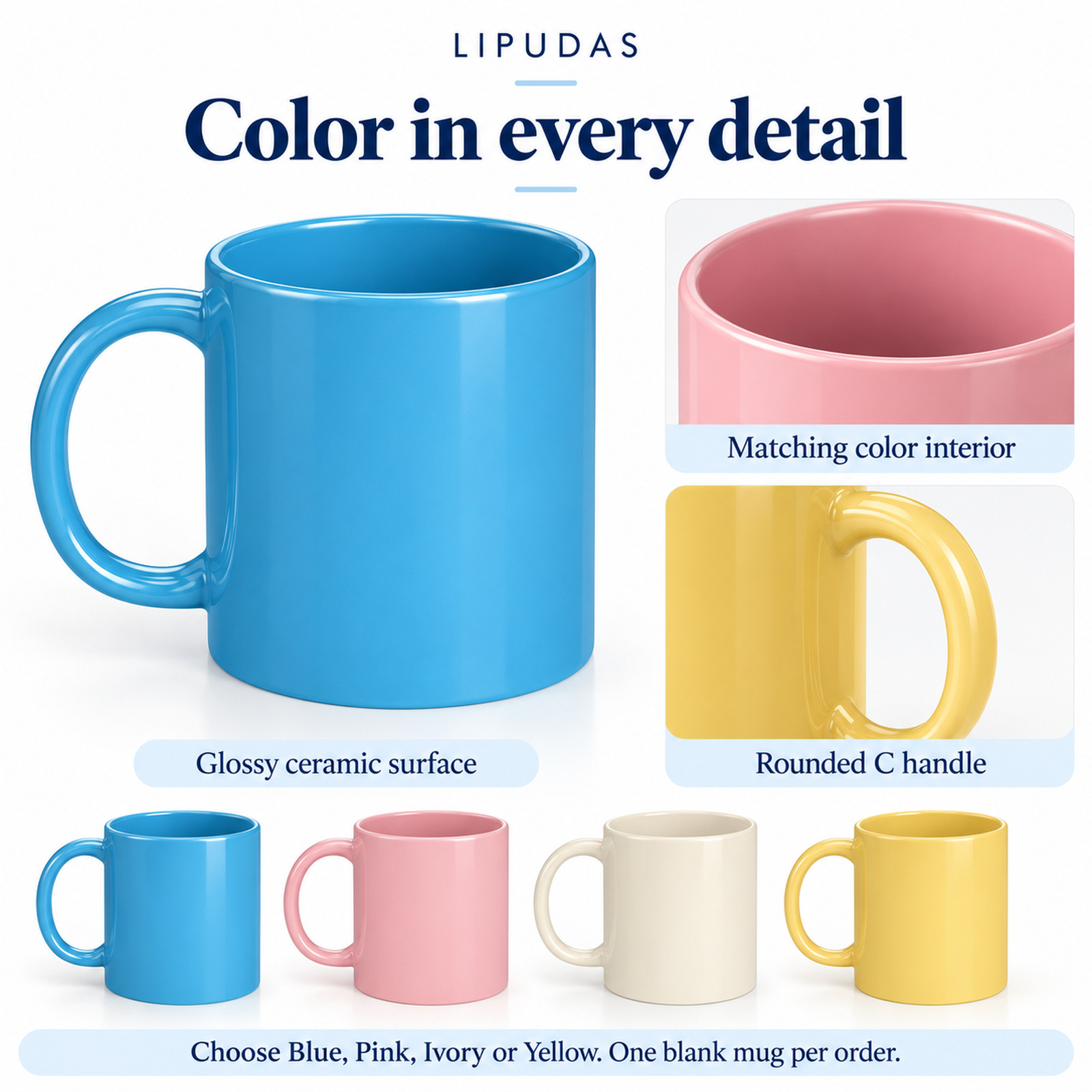LIPUDAS 11 oz Colored Ceramic Mug Blank for Heat-Transfer Printing, 1 Piece — photo 3