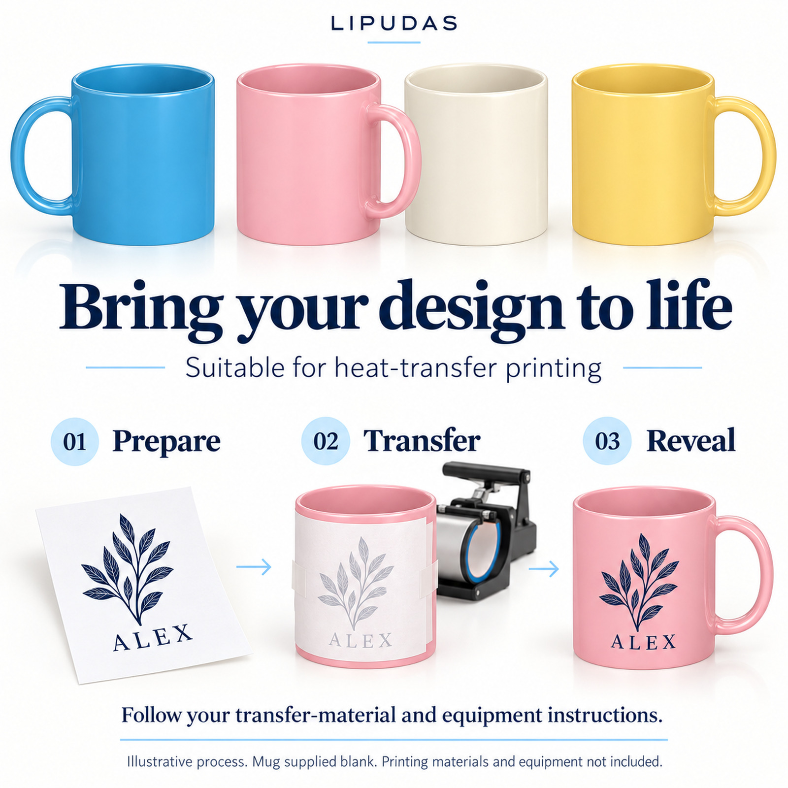 LIPUDAS 11 oz Colored Ceramic Mug Blank for Heat-Transfer Printing, 1 Piece — photo 6