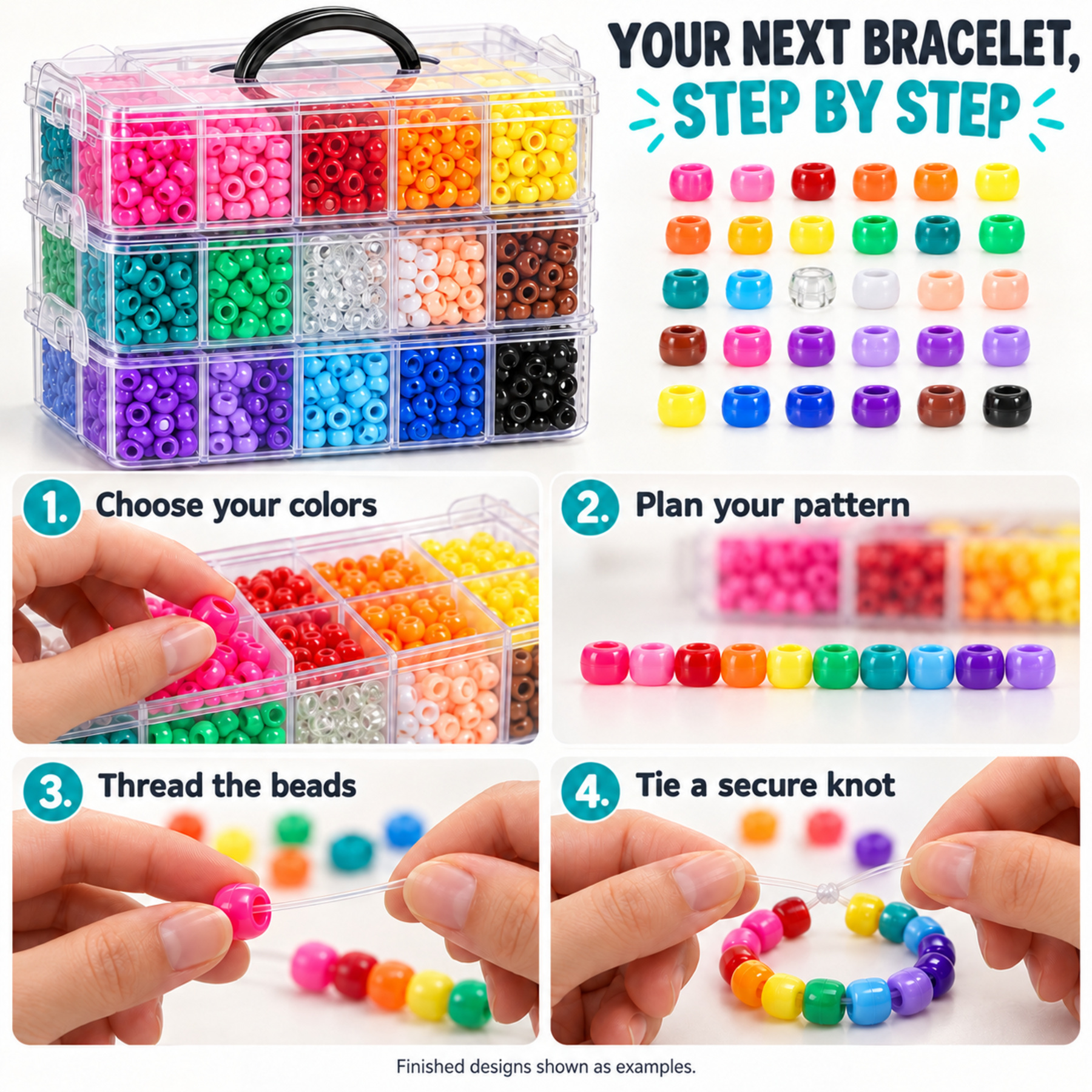 10000pcs Pony Beads, 30 Colors, 9 x 6 mm, with 3-Tier Carry Storage Case — photo 6
