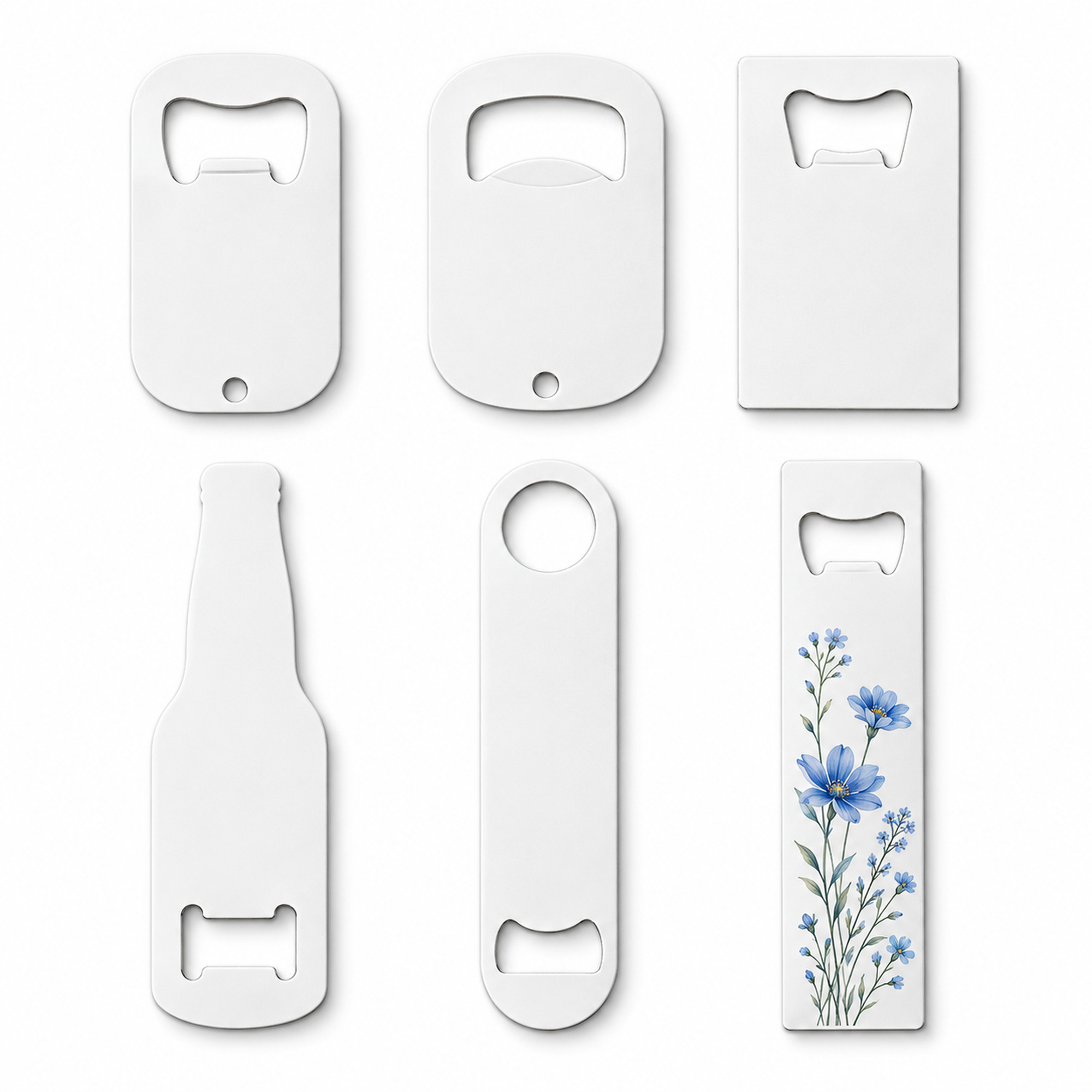 White Sublimation Metal Bottle Opener Blank - 1 Piece, 6 Styles